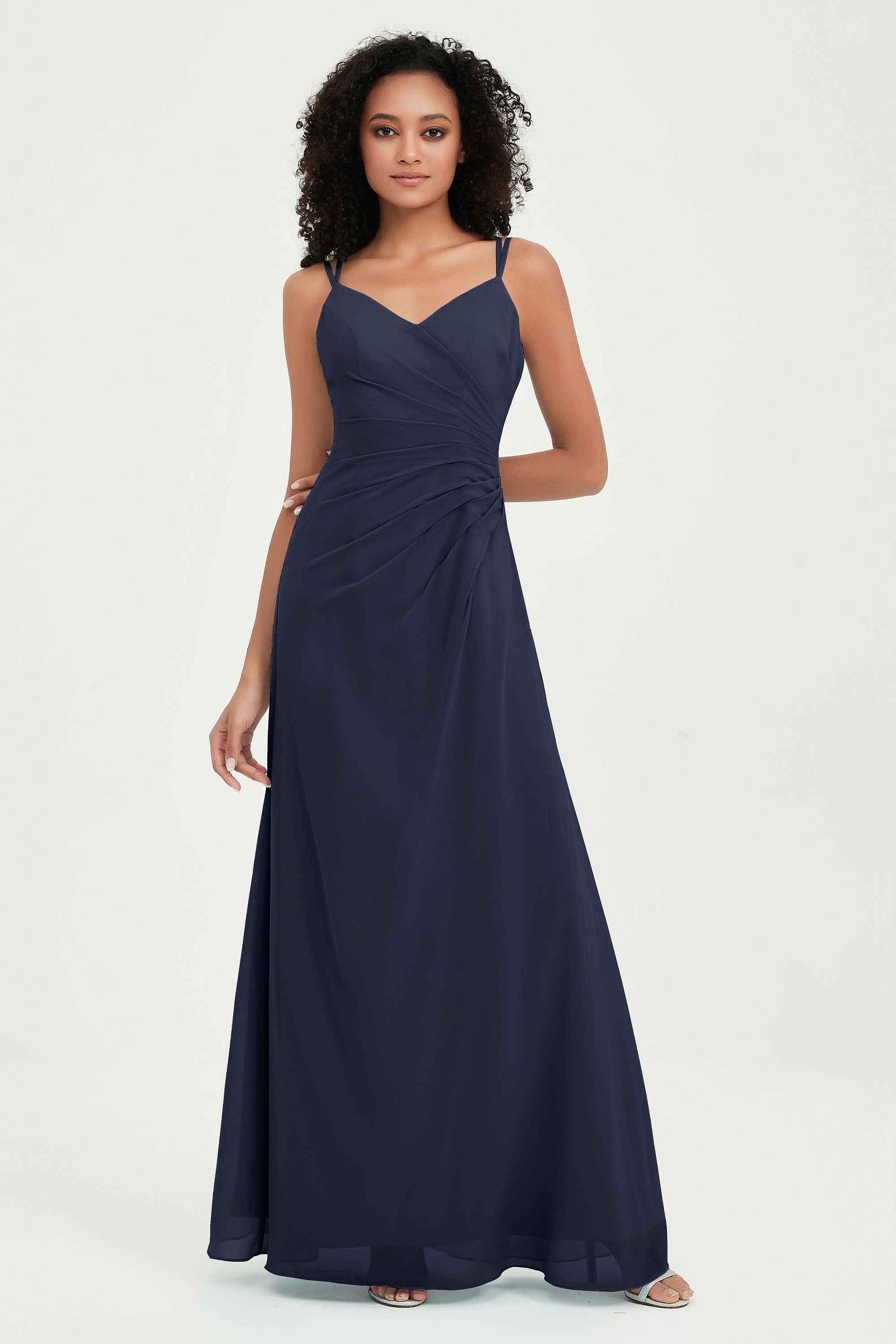 Maxi Chiffon Women's Formal Evening Dresses V Neck Bridesmaid Gowns Dress