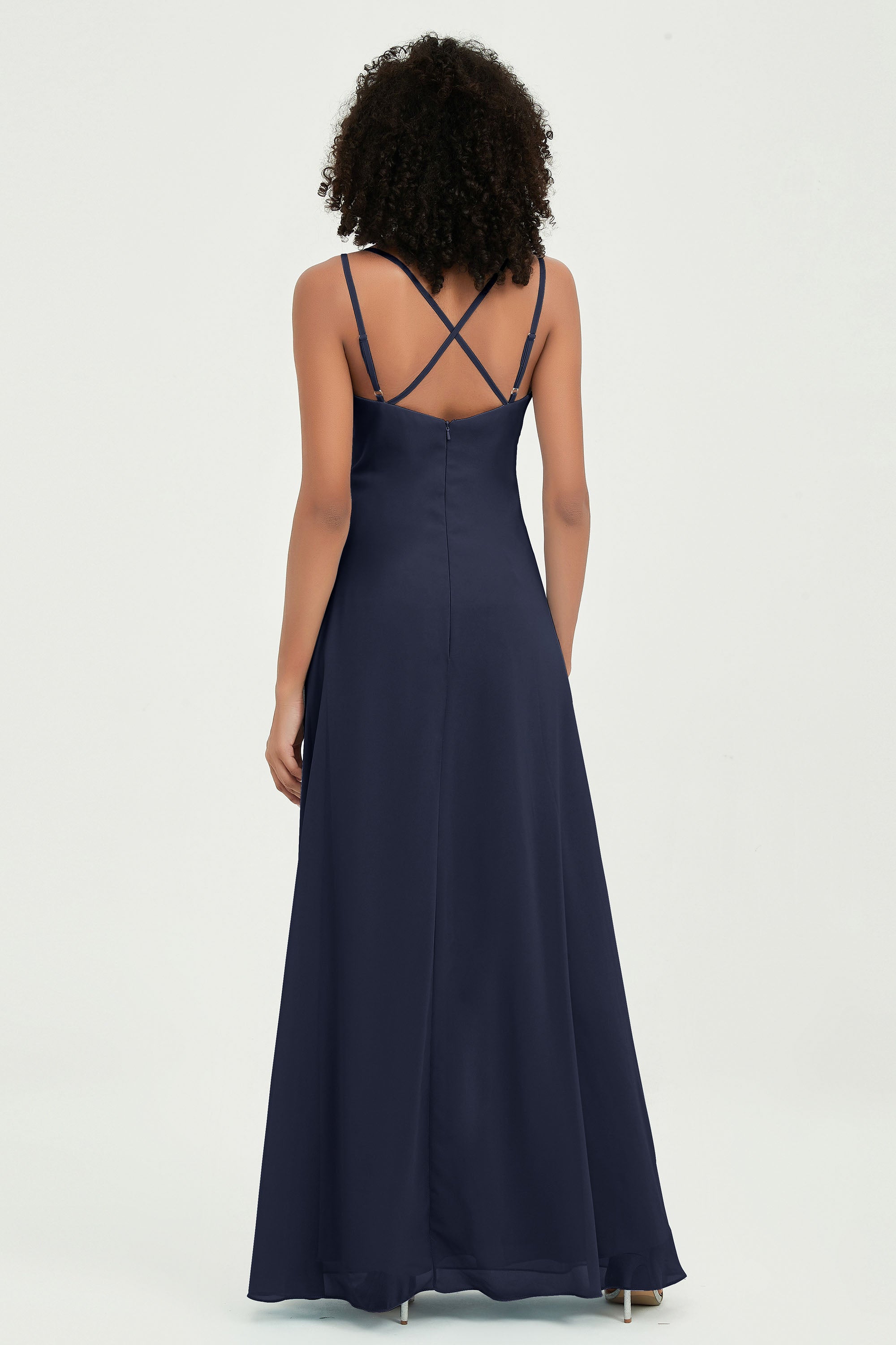 Maxi Chiffon Women's Formal Evening Dresses V Neck Bridesmaid Gowns Dress