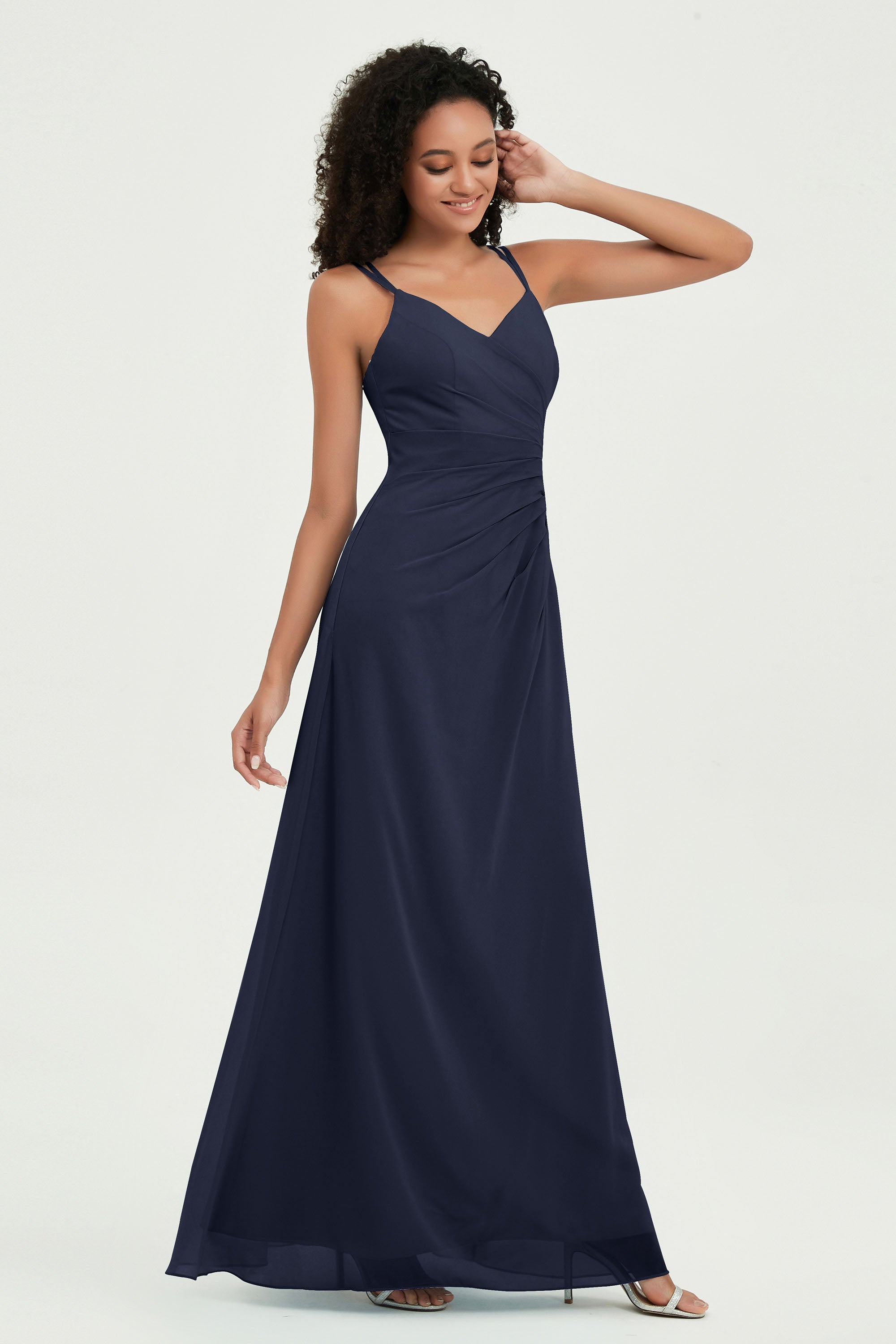 Maxi Chiffon Women's Formal Evening Dresses V Neck Bridesmaid Gowns Dress