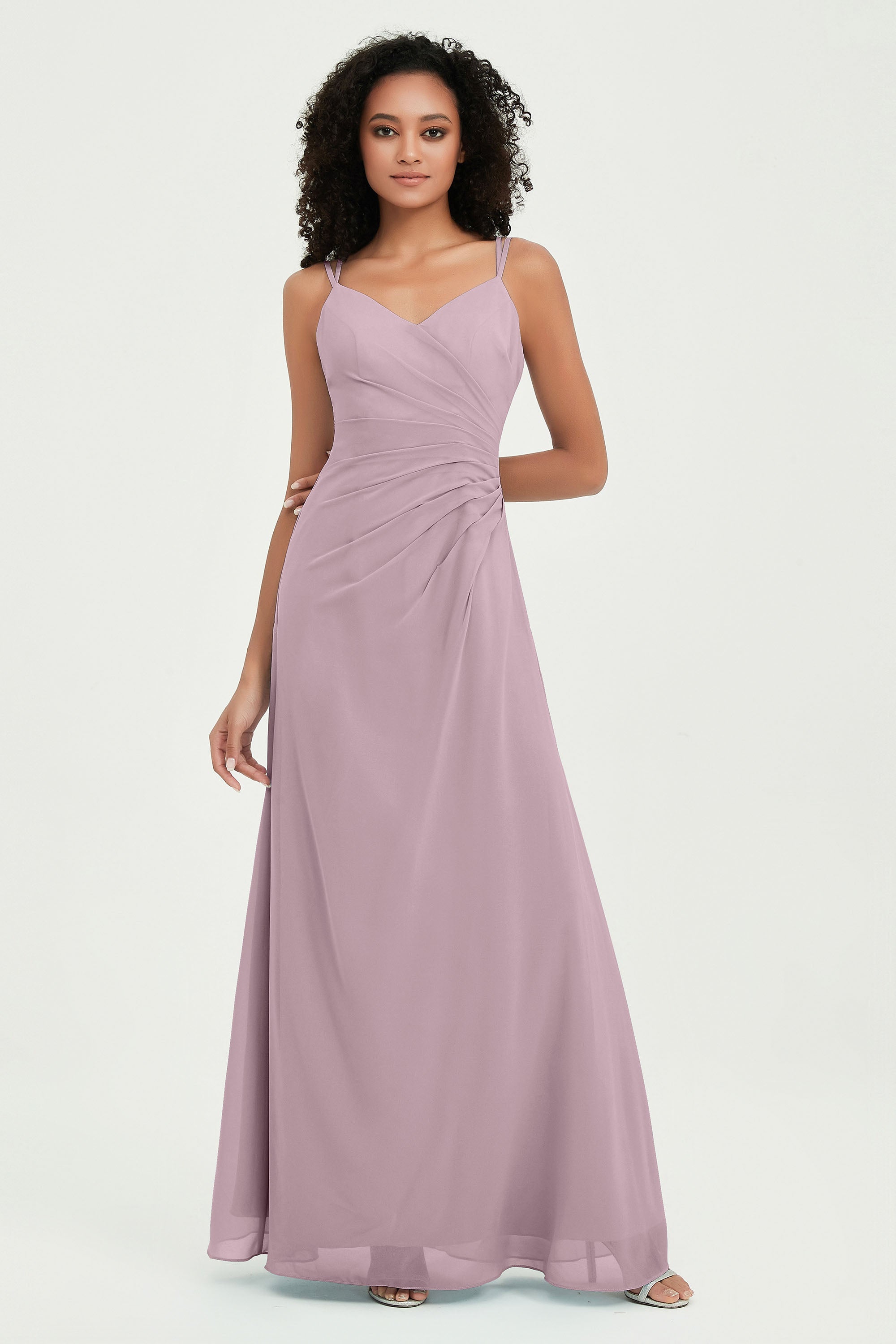 Maxi Chiffon Women's Formal Evening Dresses V Neck Bridesmaid Gowns Dress