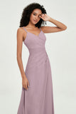 Maxi Chiffon Women's Formal Evening Dresses V Neck Bridesmaid Gowns Dress