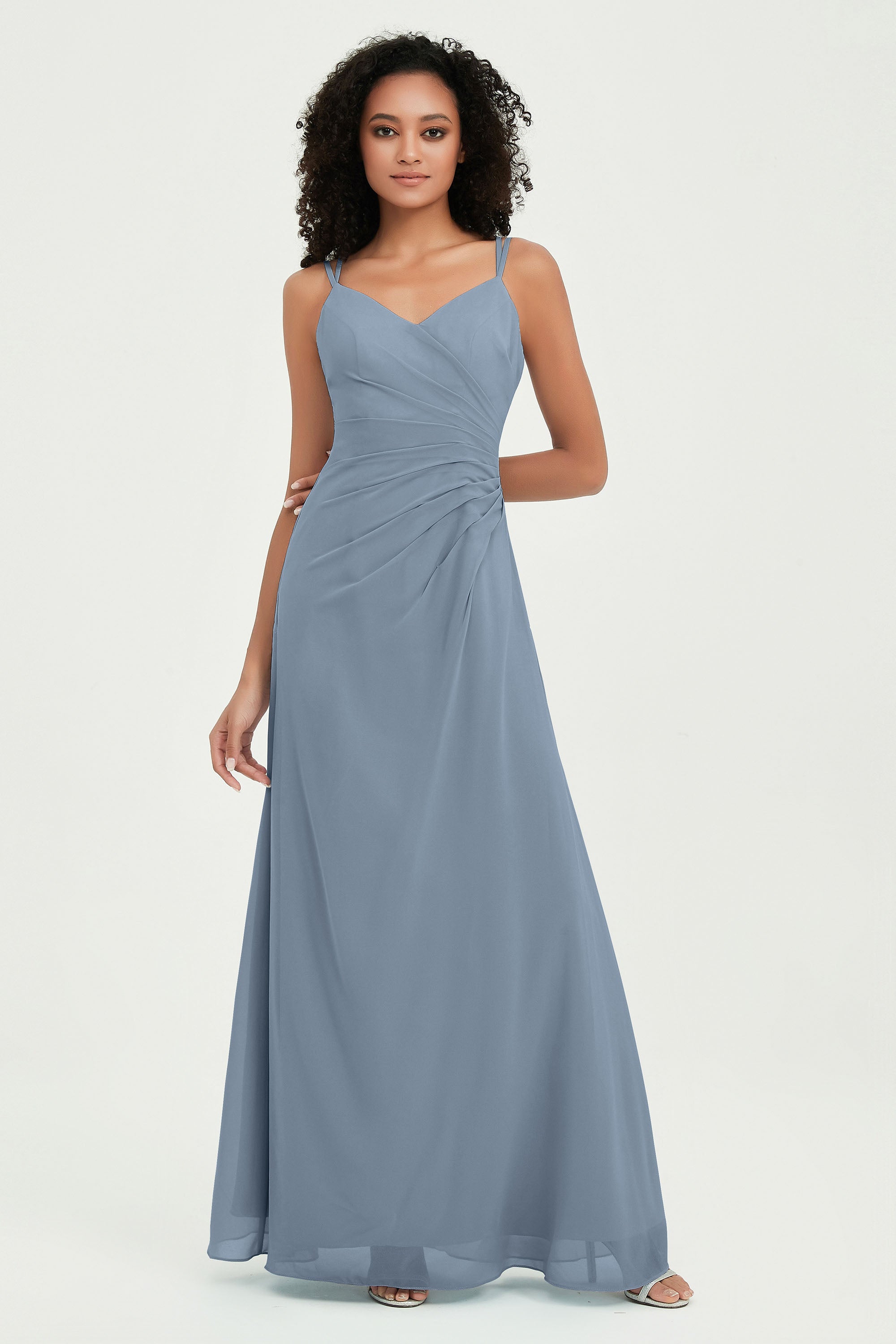Maxi Chiffon Women's Formal Evening Dresses V Neck Bridesmaid Gowns Dress