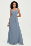 Maxi Chiffon Women's Formal Evening Dresses V Neck Bridesmaid Gowns Dress