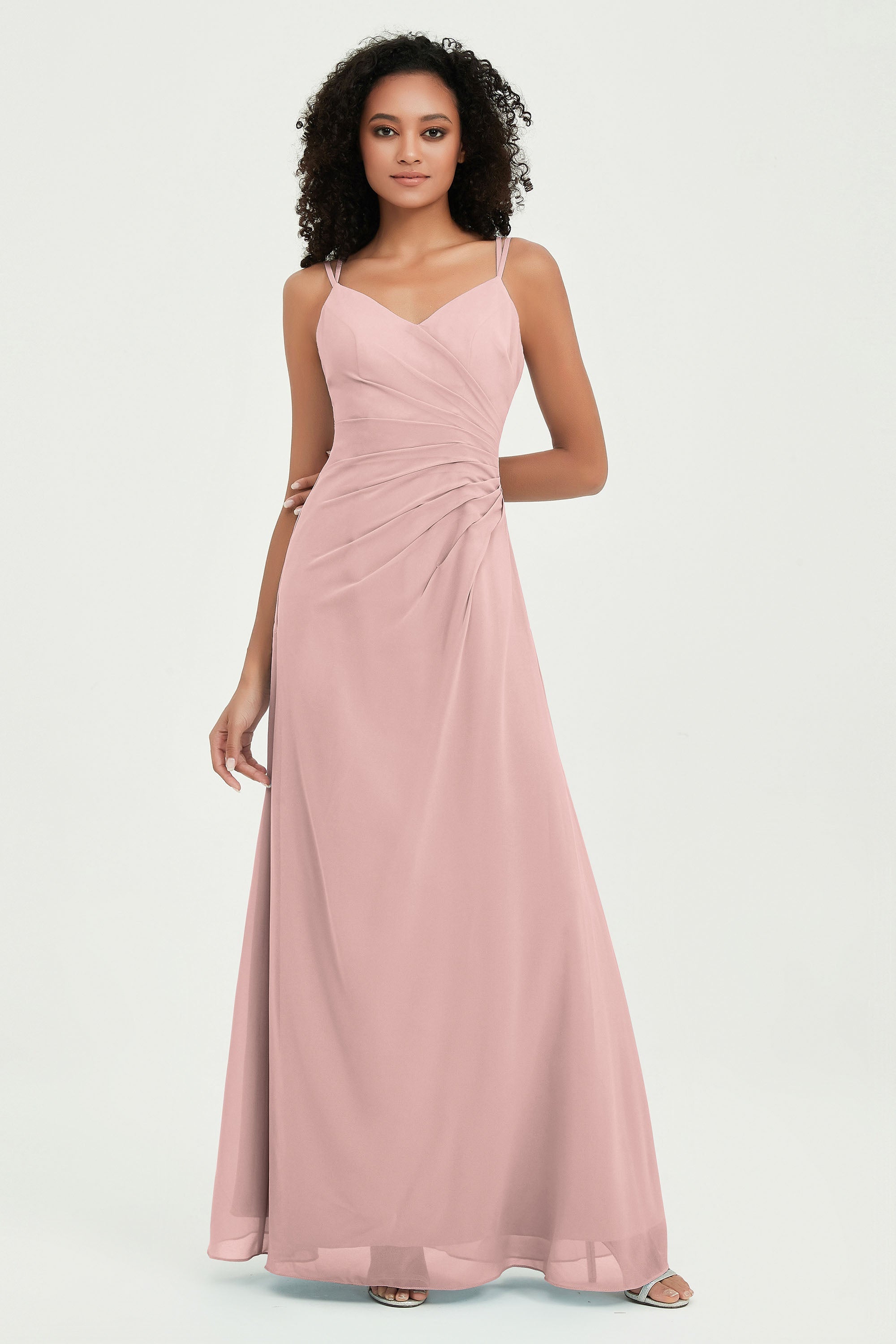 Maxi Chiffon Women's Formal Evening Dresses V Neck Bridesmaid Gowns Dress