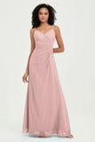 Maxi Chiffon Women's Formal Evening Dresses V Neck Bridesmaid Gowns Dress