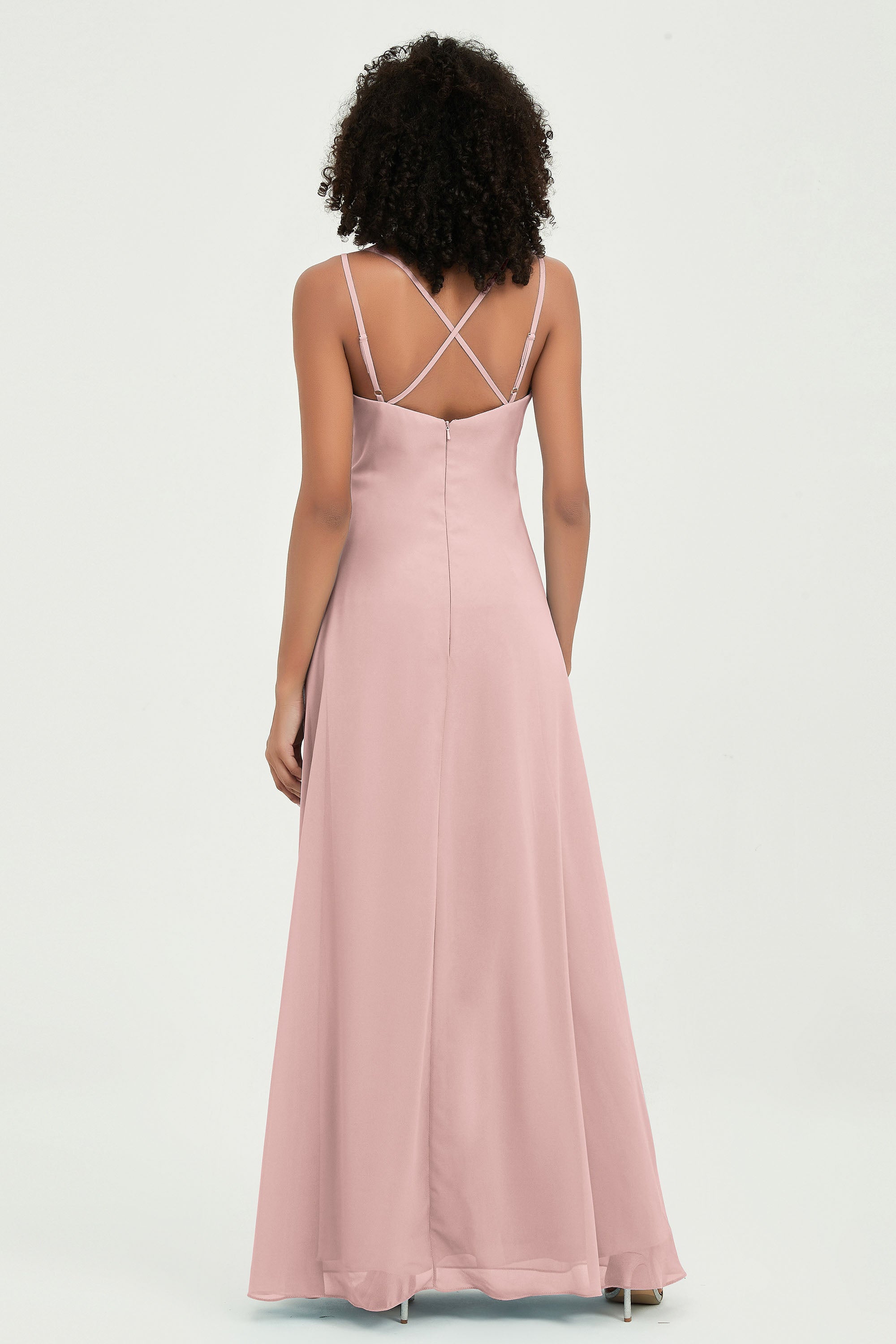 Maxi Chiffon Women's Formal Evening Dresses V Neck Bridesmaid Gowns Dress