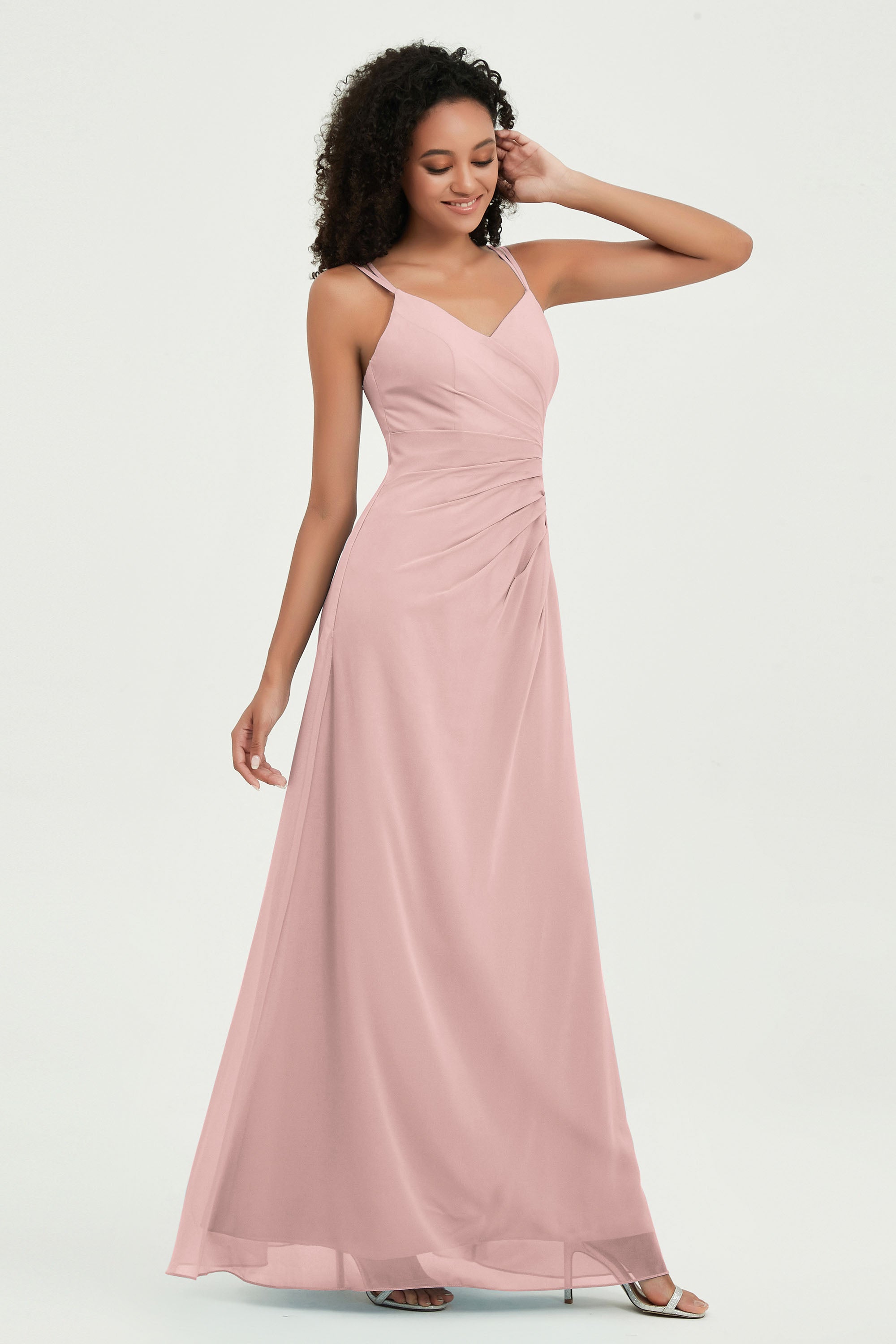 Maxi Chiffon Women's Formal Evening Dresses V Neck Bridesmaid Gowns Dress