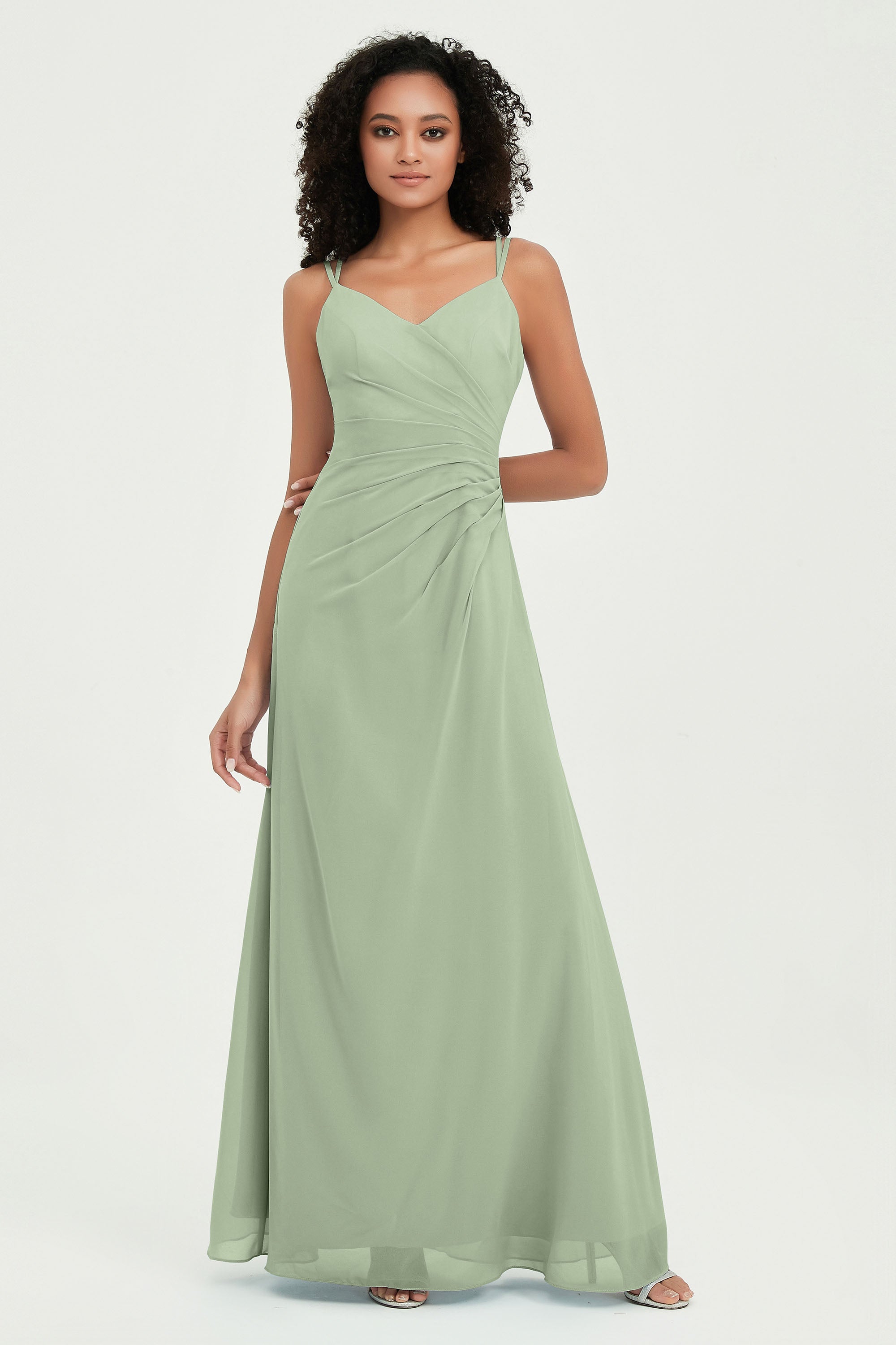 Maxi Chiffon Women's Formal Evening Dresses V Neck Bridesmaid Gowns Dress