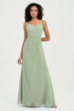 Maxi Chiffon Women's Formal Evening Dresses V Neck Bridesmaid Gowns Dress