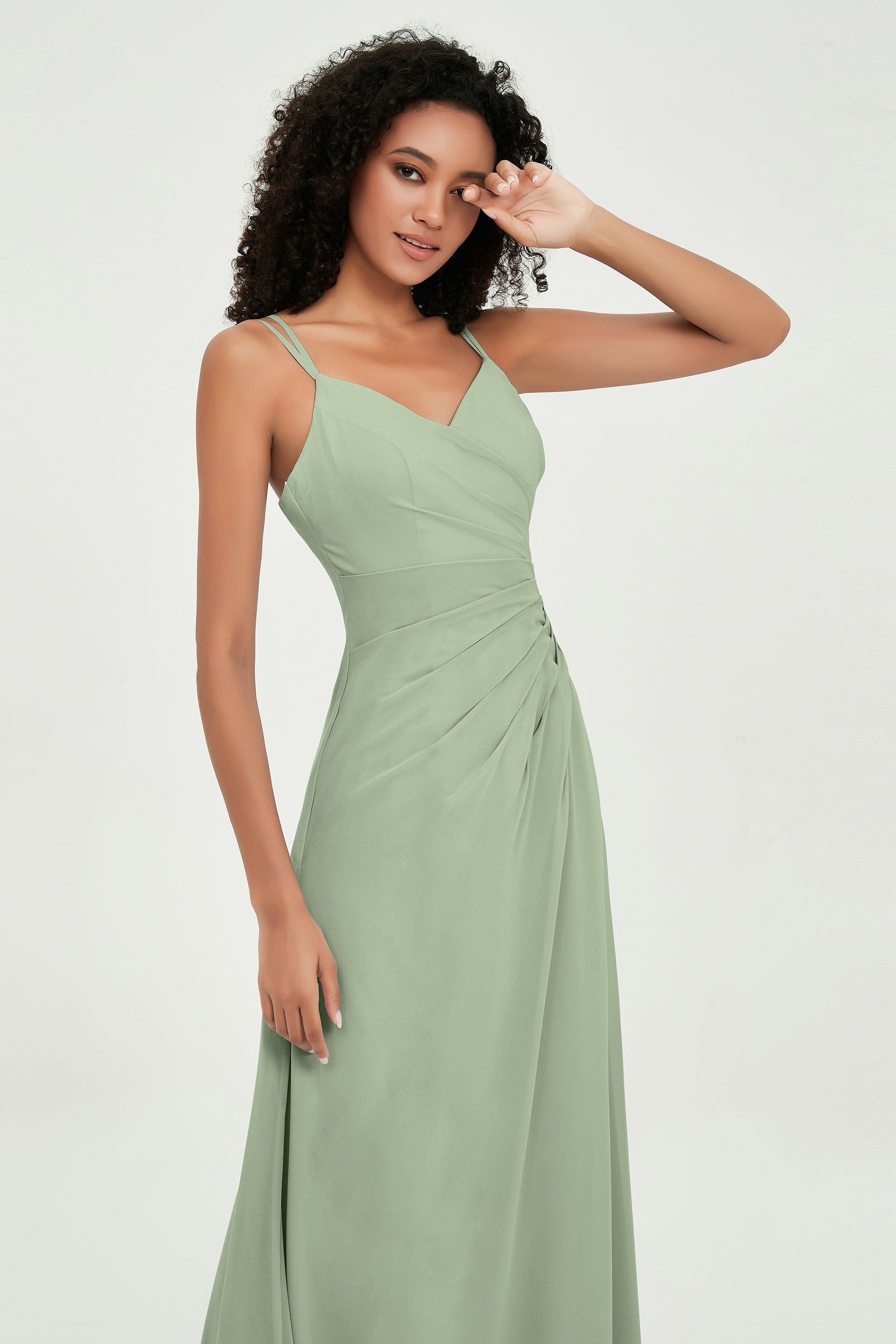 Maxi Chiffon Women's Formal Evening Dresses V Neck Bridesmaid Gowns Dress