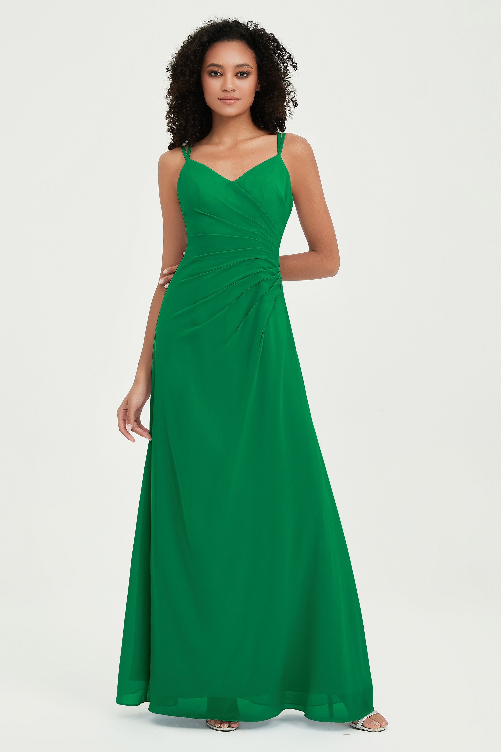 Maxi Chiffon Women's Formal Evening Dresses V Neck Bridesmaid Gowns Dress