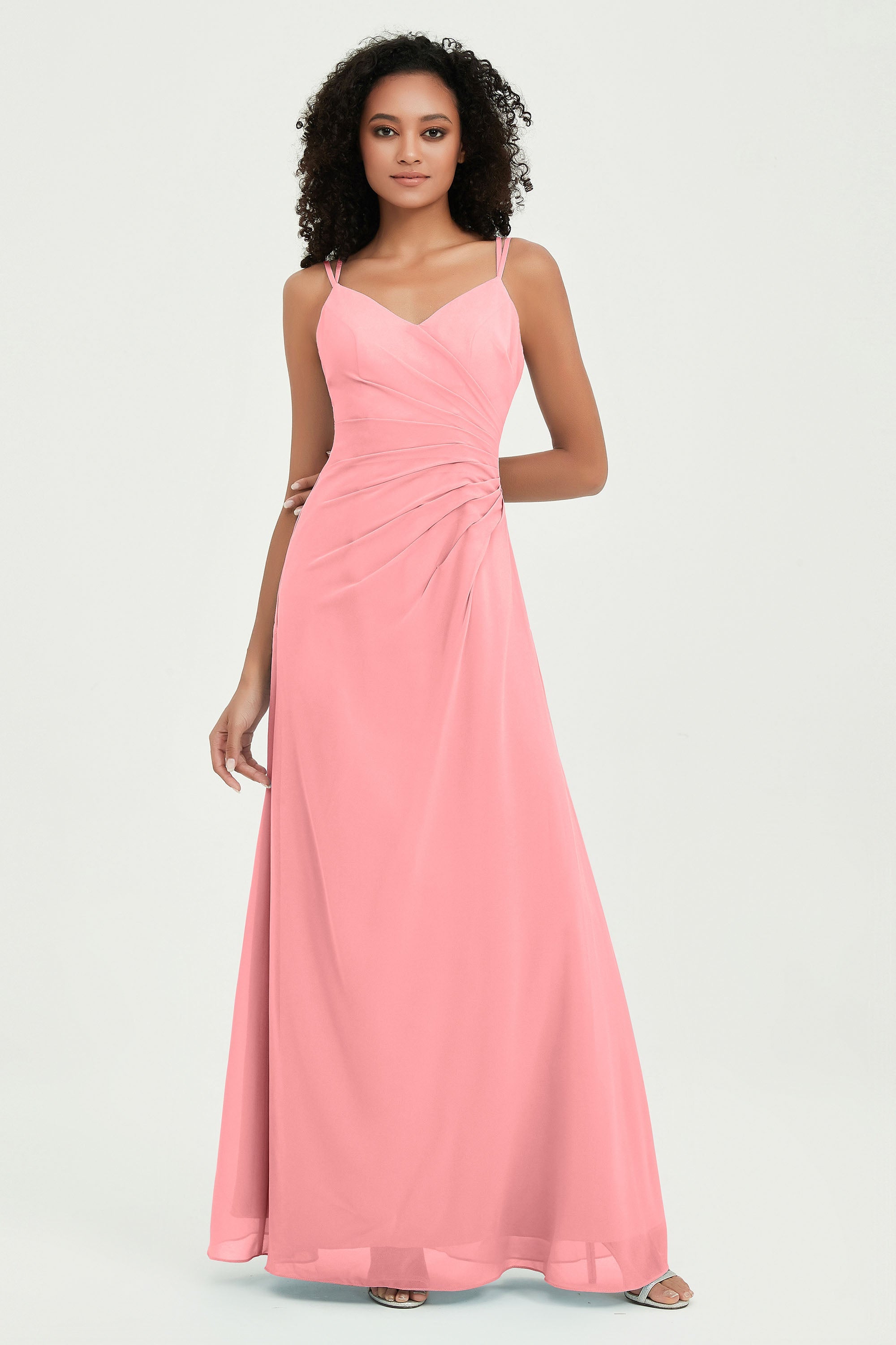 Maxi Chiffon Women's Formal Evening Dresses V Neck Bridesmaid Gowns Dress