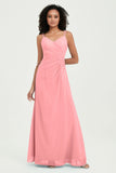Maxi Chiffon Women's Formal Evening Dresses V Neck Bridesmaid Gowns Dress