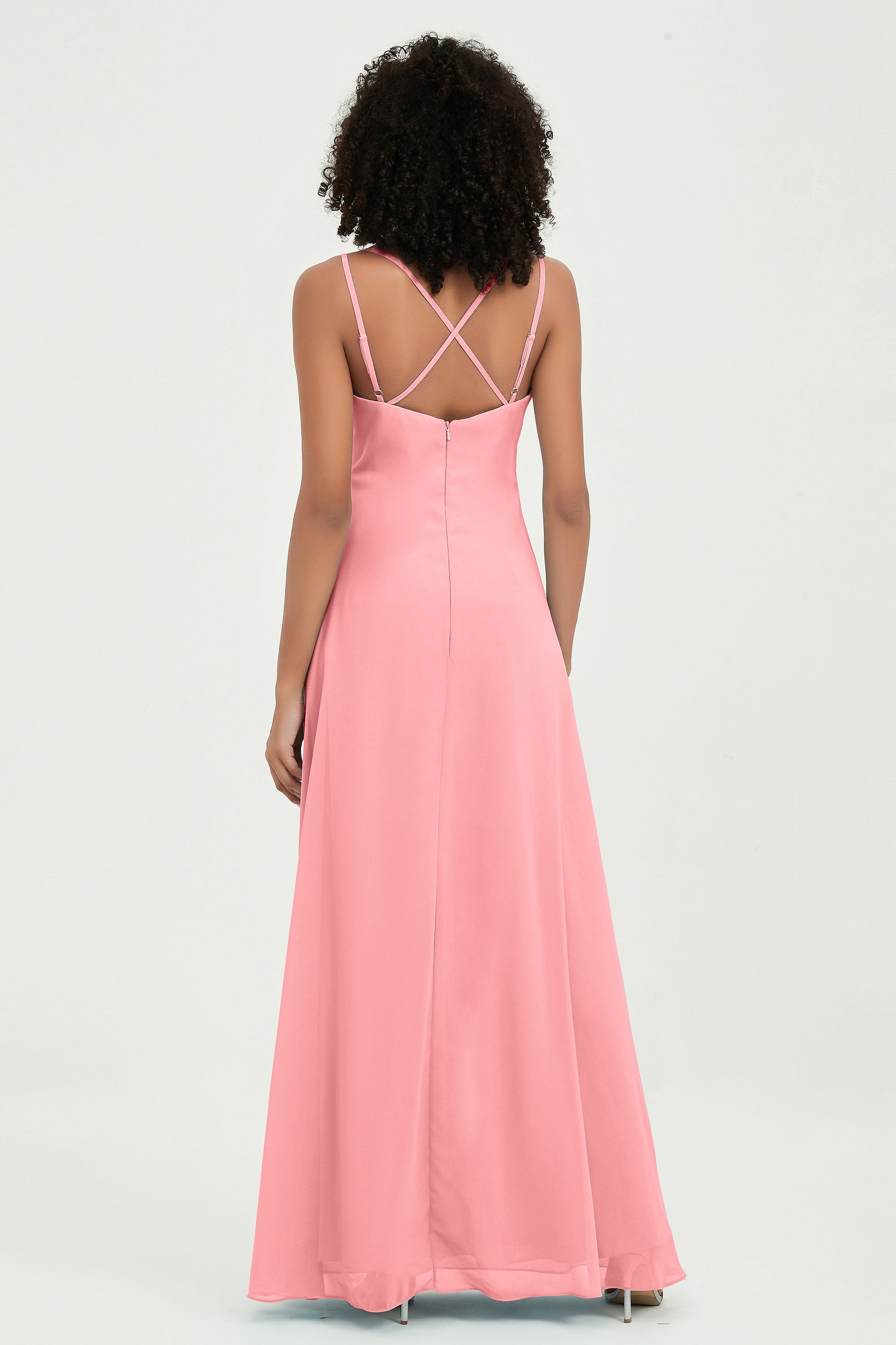 Maxi Chiffon Women's Formal Evening Dresses V Neck Bridesmaid Gowns Dress