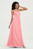 Maxi Chiffon Women's Formal Evening Dresses V Neck Bridesmaid Gowns Dress