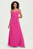 Maxi Chiffon Women's Formal Evening Dresses V Neck Bridesmaid Gowns Dress