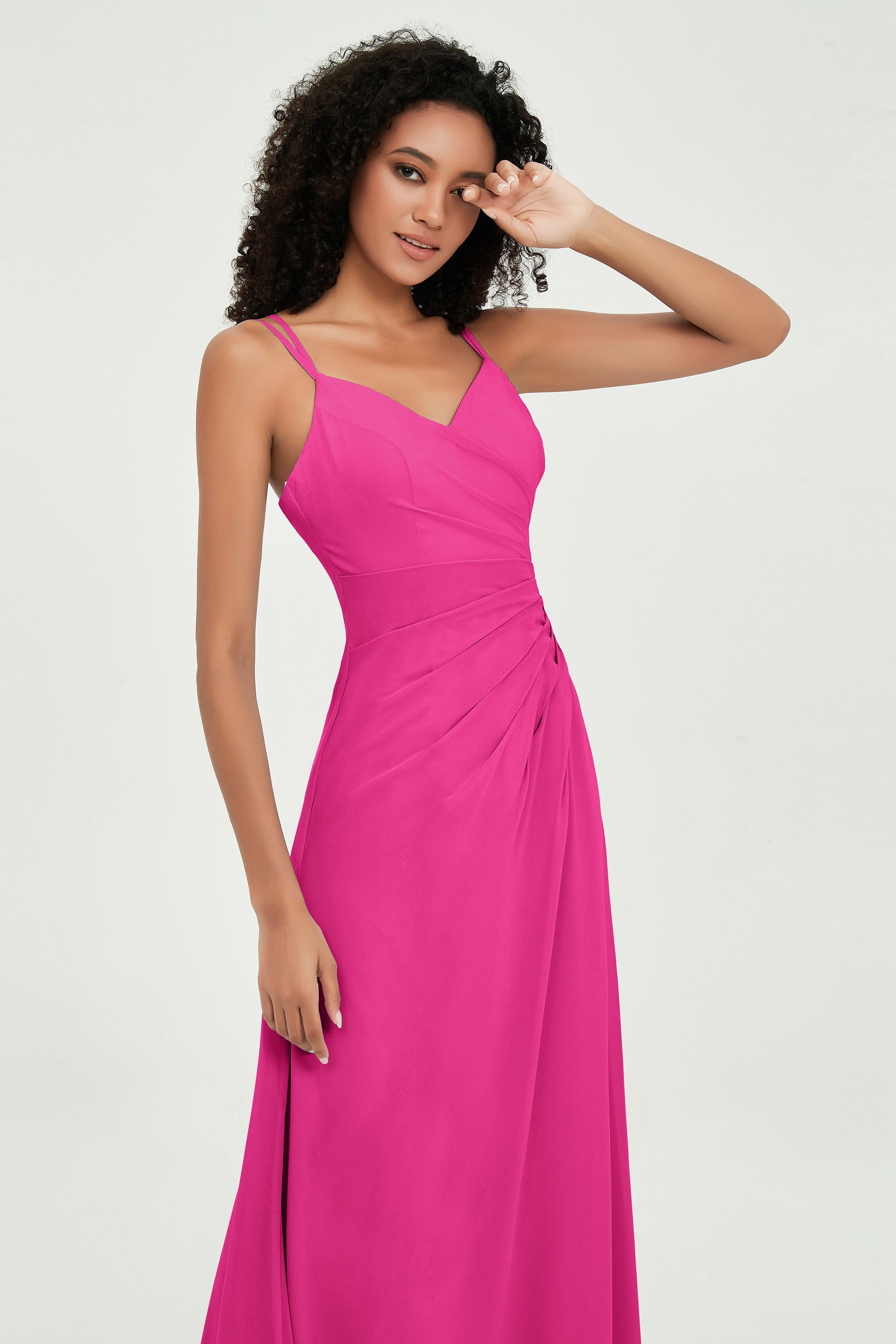 Maxi Chiffon Women's Formal Evening Dresses V Neck Bridesmaid Gowns Dress