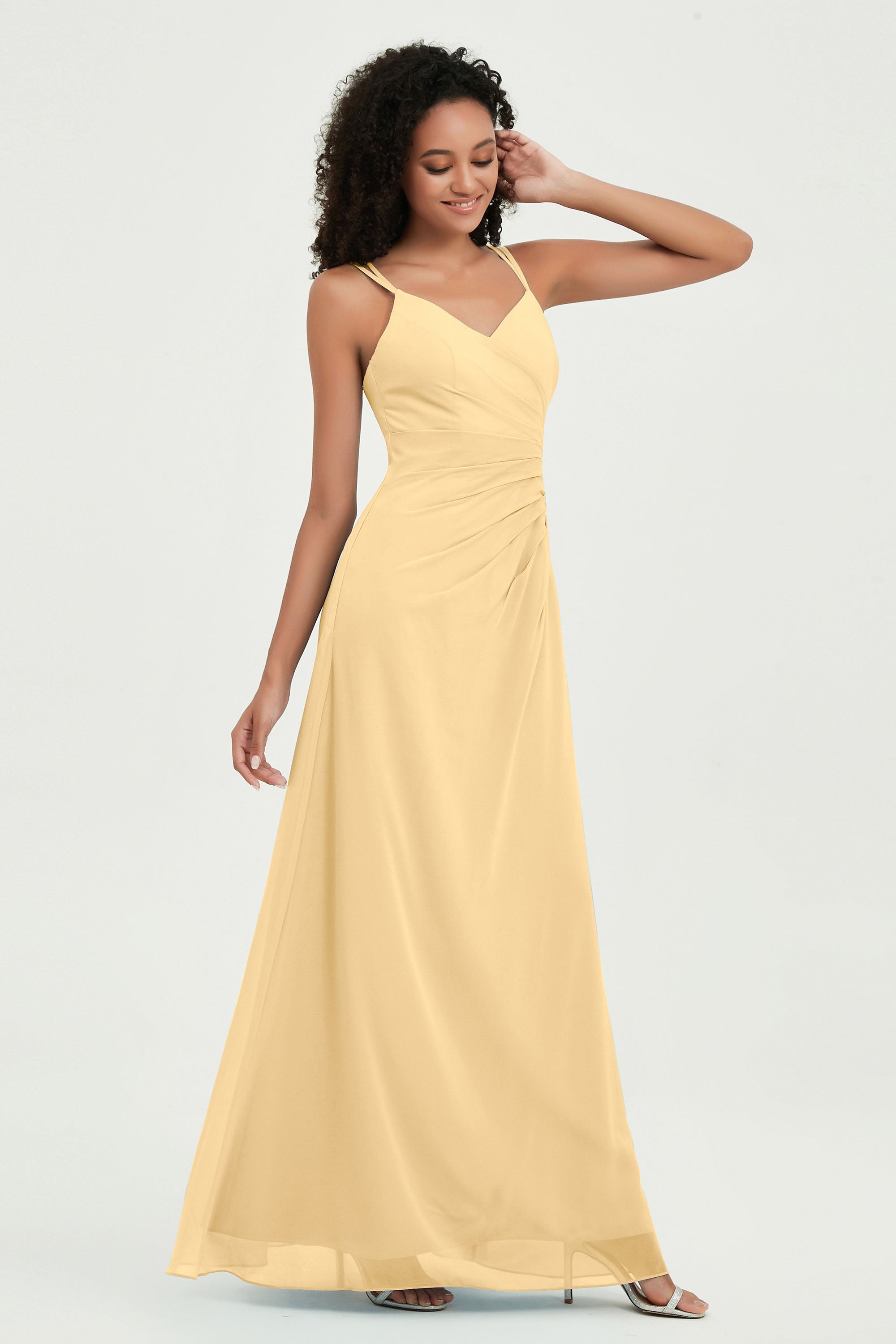 Maxi Chiffon Women's Formal Evening Dresses V Neck Bridesmaid Gowns Dress