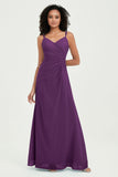 Maxi Chiffon Women's Formal Evening Dresses V Neck Bridesmaid Gowns Dress
