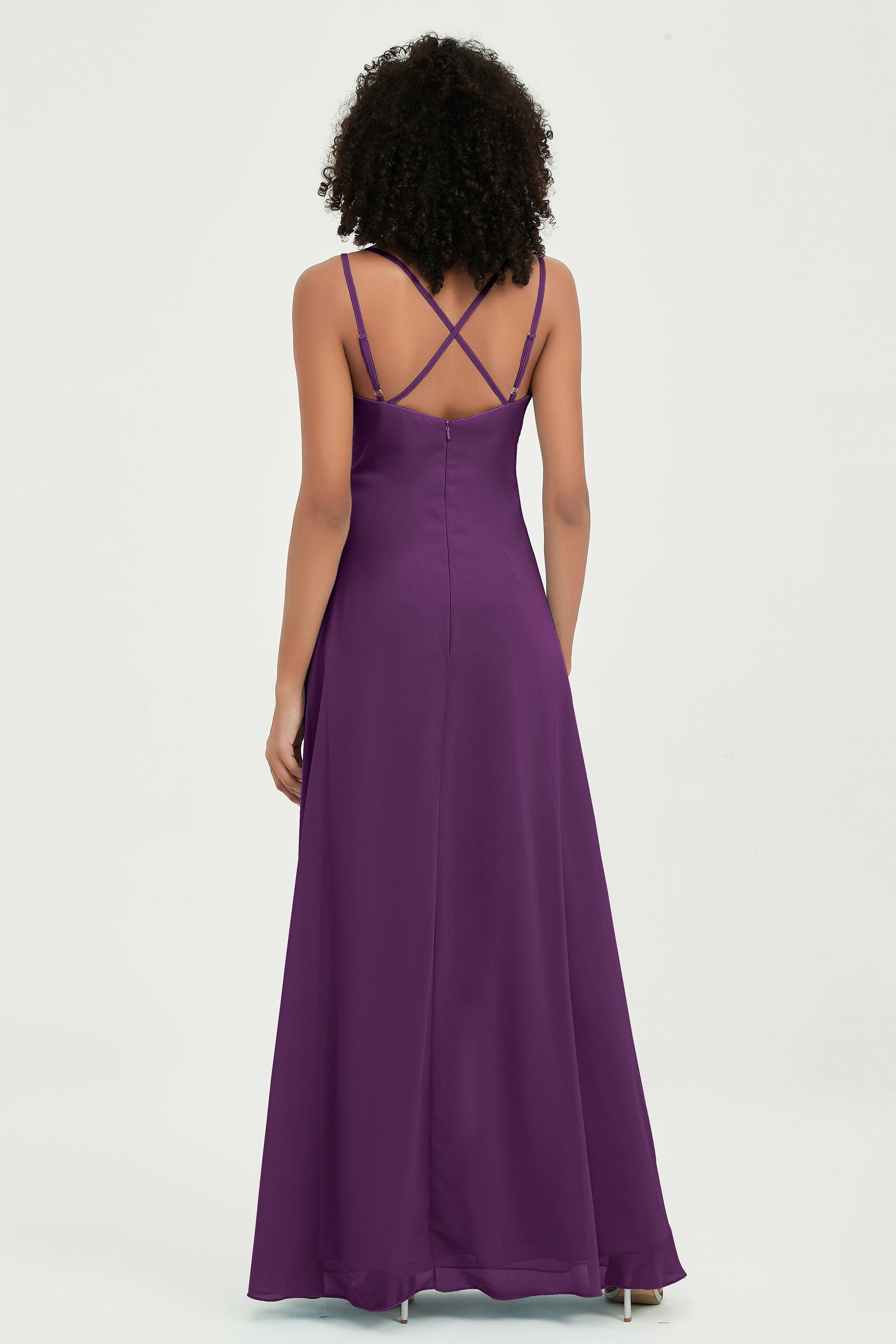 Maxi Chiffon Women's Formal Evening Dresses V Neck Bridesmaid Gowns Dress