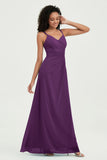 Maxi Chiffon Women's Formal Evening Dresses V Neck Bridesmaid Gowns Dress