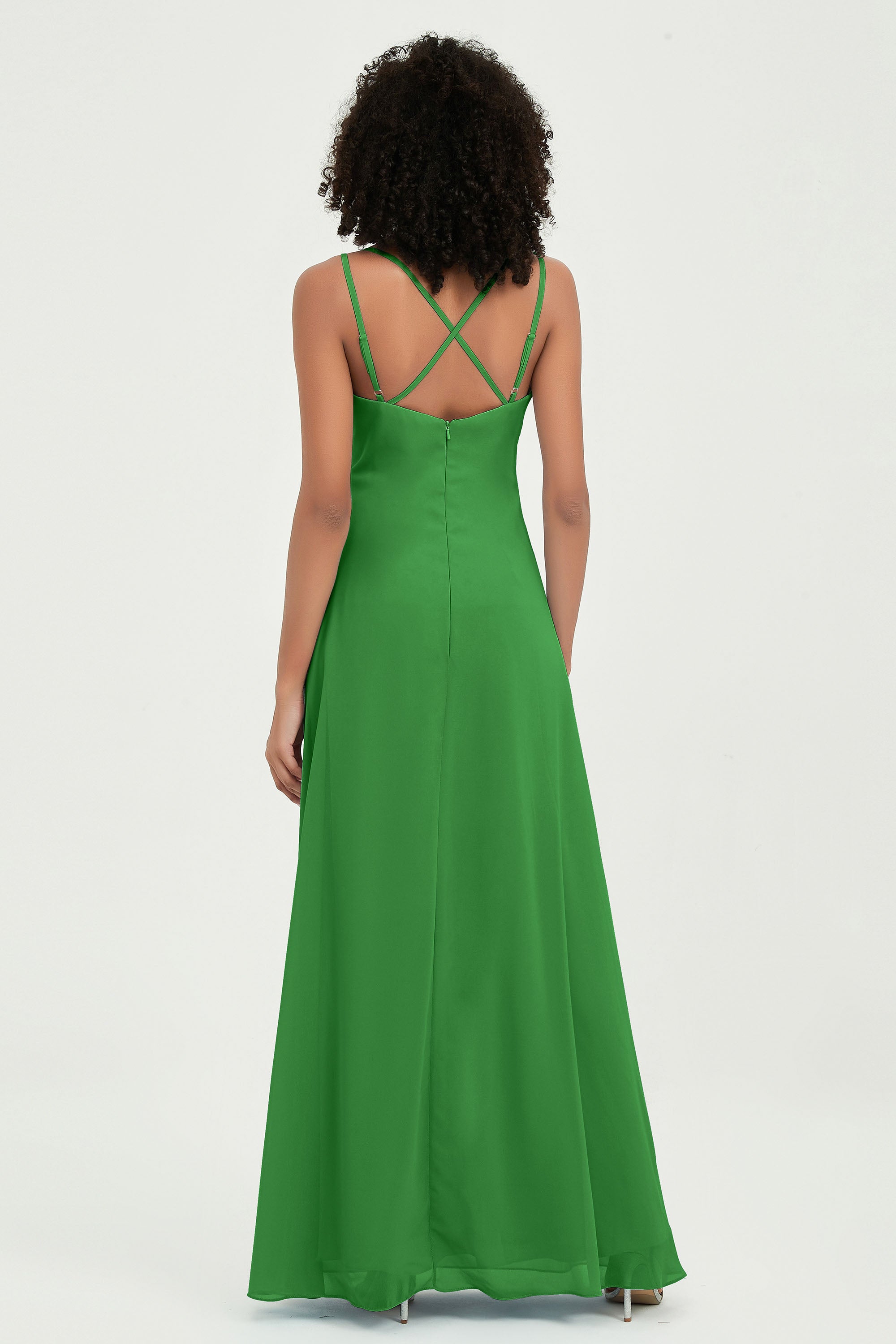 Maxi Chiffon Women's Formal Evening Dresses V Neck Bridesmaid Gowns Dress