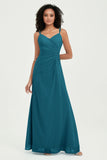 Maxi Chiffon Women's Formal Evening Dresses V Neck Bridesmaid Gowns Dress