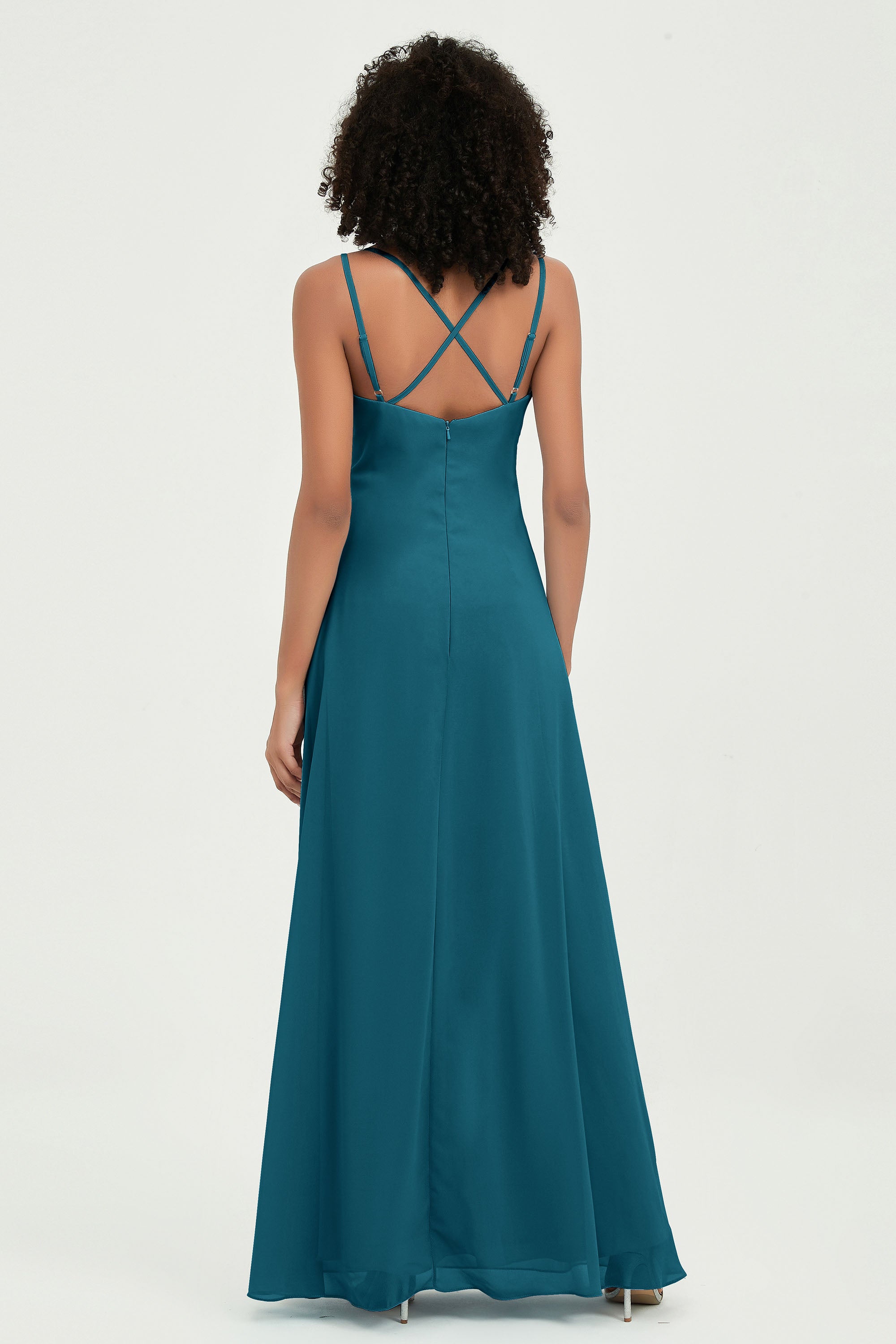Maxi Chiffon Women's Formal Evening Dresses V Neck Bridesmaid Gowns Dress