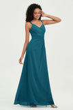 Maxi Chiffon Women's Formal Evening Dresses V Neck Bridesmaid Gowns Dress