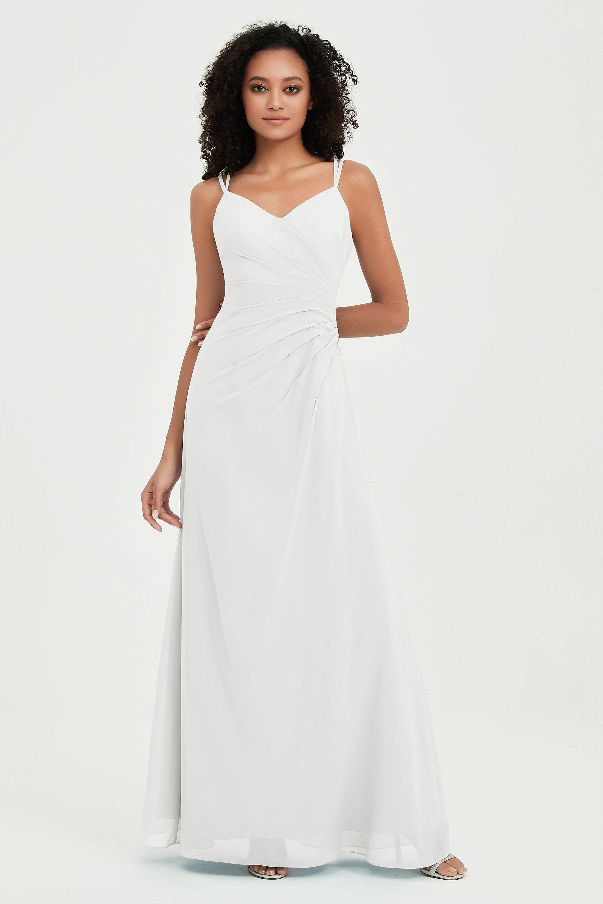 Maxi Chiffon Women's Formal Evening Dresses V Neck Bridesmaid Gowns Dress