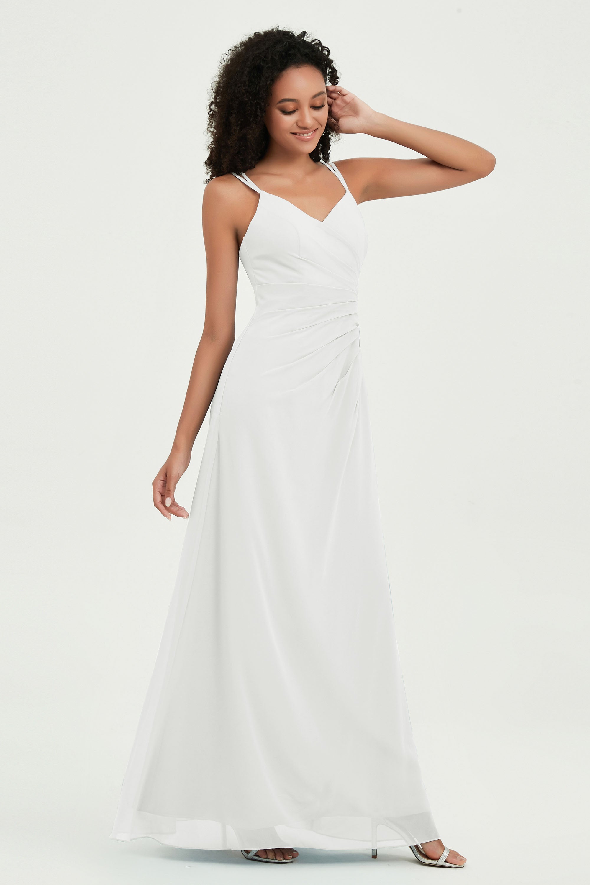 Maxi Chiffon Women's Formal Evening Dresses V Neck Bridesmaid Gowns Dress