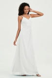 Maxi Chiffon Women's Formal Evening Dresses V Neck Bridesmaid Gowns Dress