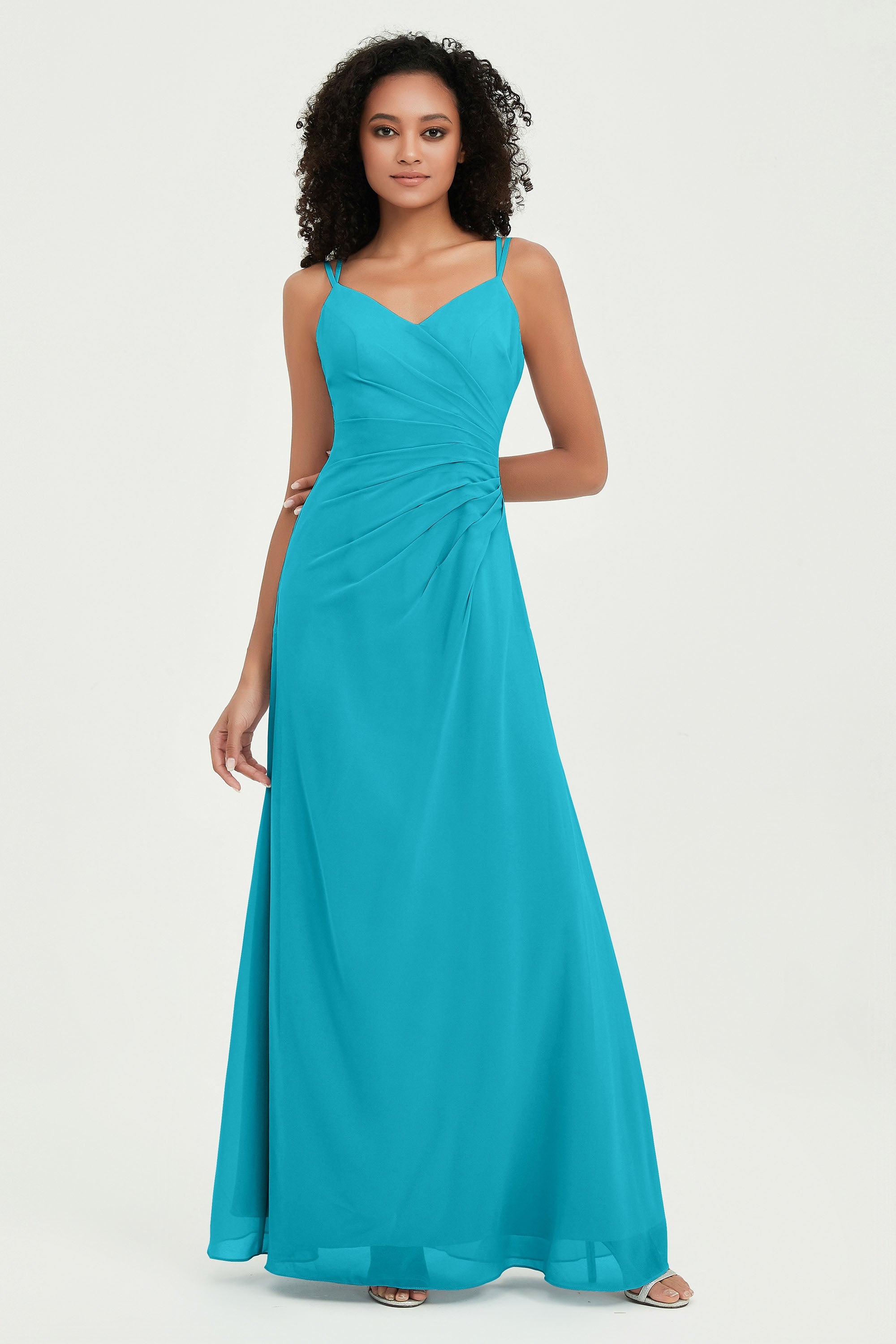Maxi Chiffon Women's Formal Evening Dresses V Neck Bridesmaid Gowns Dress