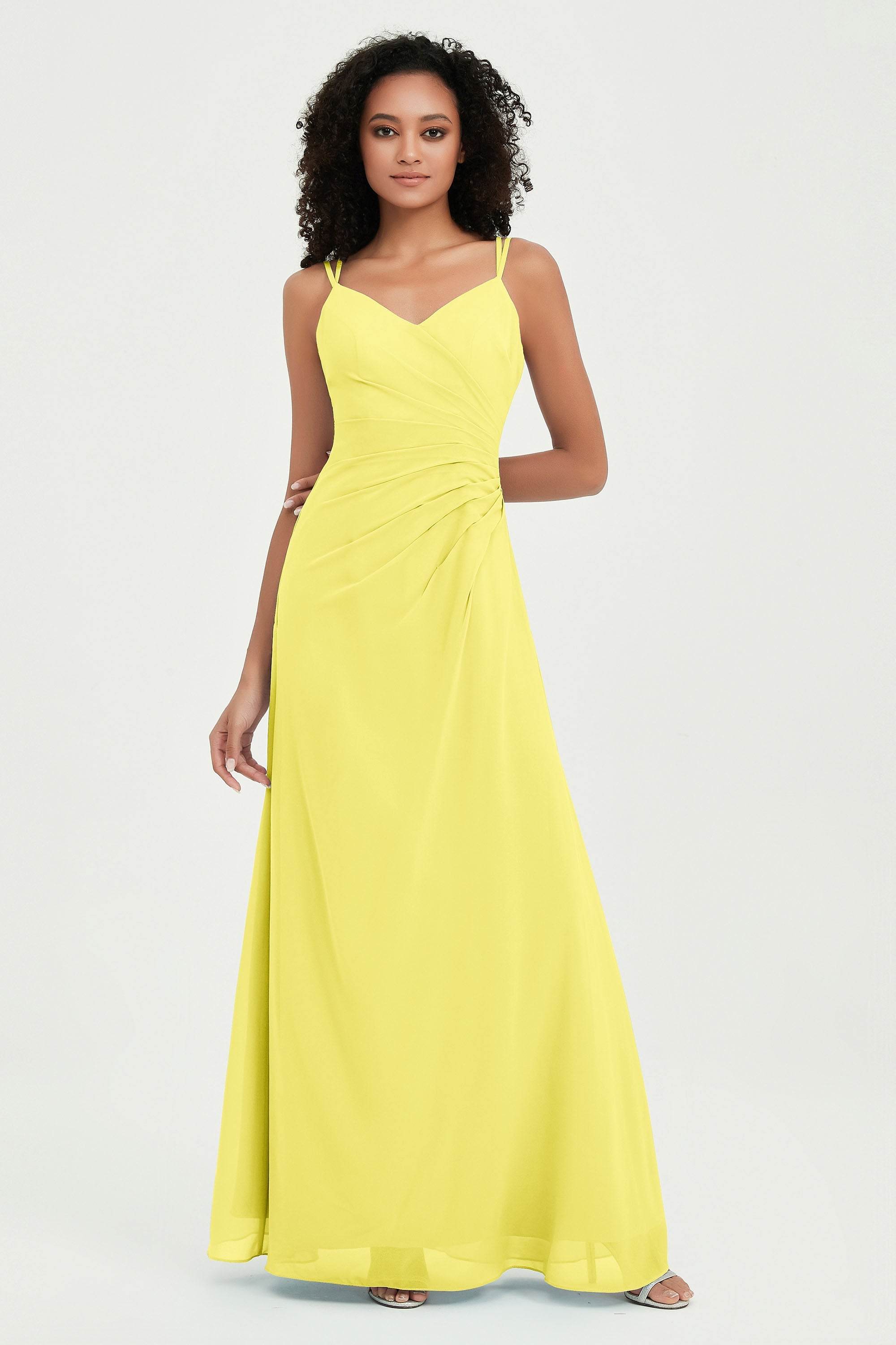 Maxi Chiffon Women's Formal Evening Dresses V Neck Bridesmaid Gowns Dress
