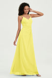 Maxi Chiffon Women's Formal Evening Dresses V Neck Bridesmaid Gowns Dress