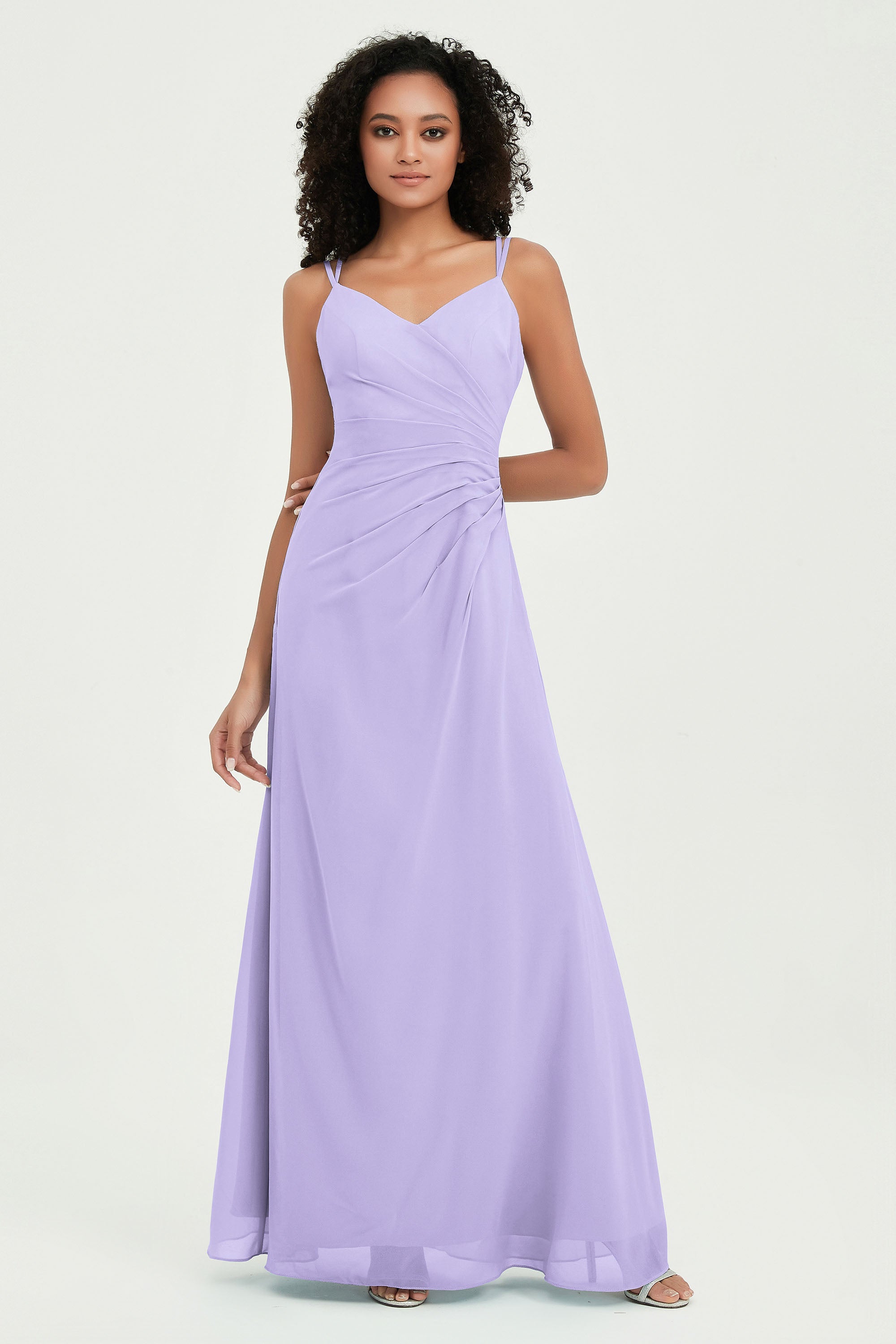 Maxi Chiffon Women's Formal Evening Dresses V Neck Bridesmaid Gowns Dress