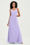 Maxi Chiffon Women's Formal Evening Dresses V Neck Bridesmaid Gowns Dress