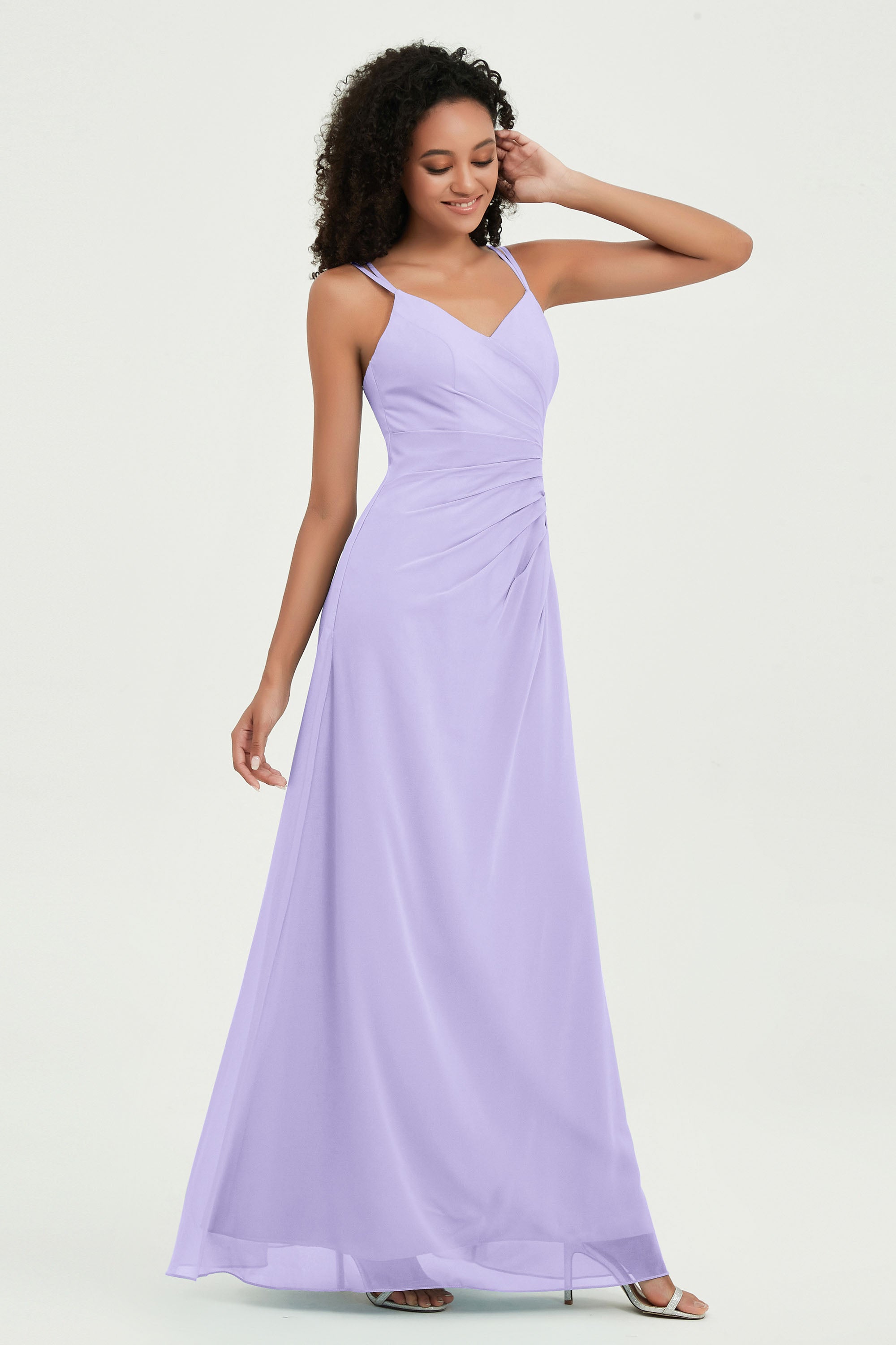 Maxi Chiffon Women's Formal Evening Dresses V Neck Bridesmaid Gowns Dress