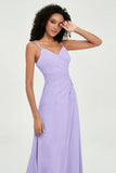 Maxi Chiffon Women's Formal Evening Dresses V Neck Bridesmaid Gowns Dress