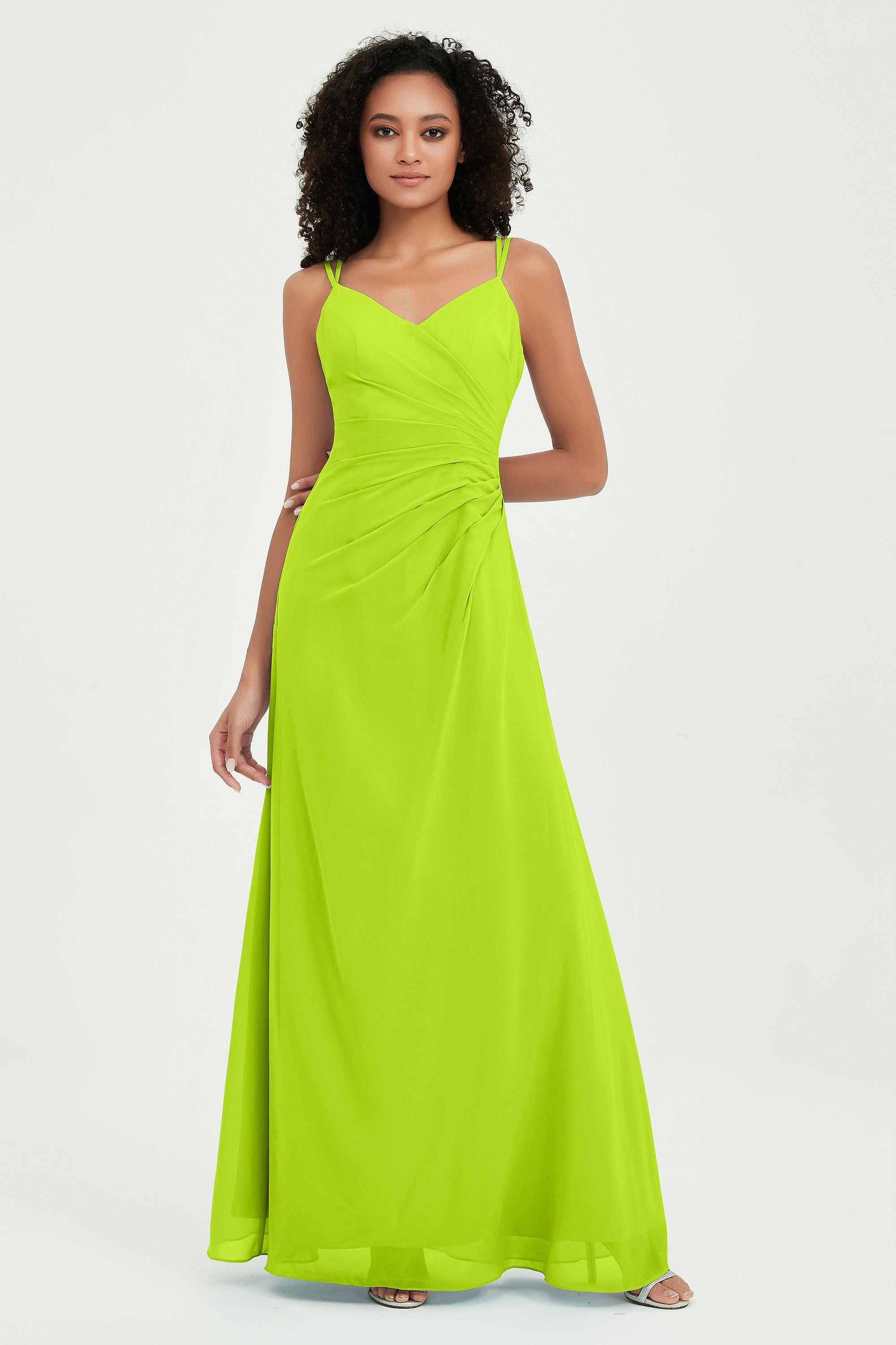 Maxi Chiffon Women's Formal Evening Dresses V Neck Bridesmaid Gowns Dress