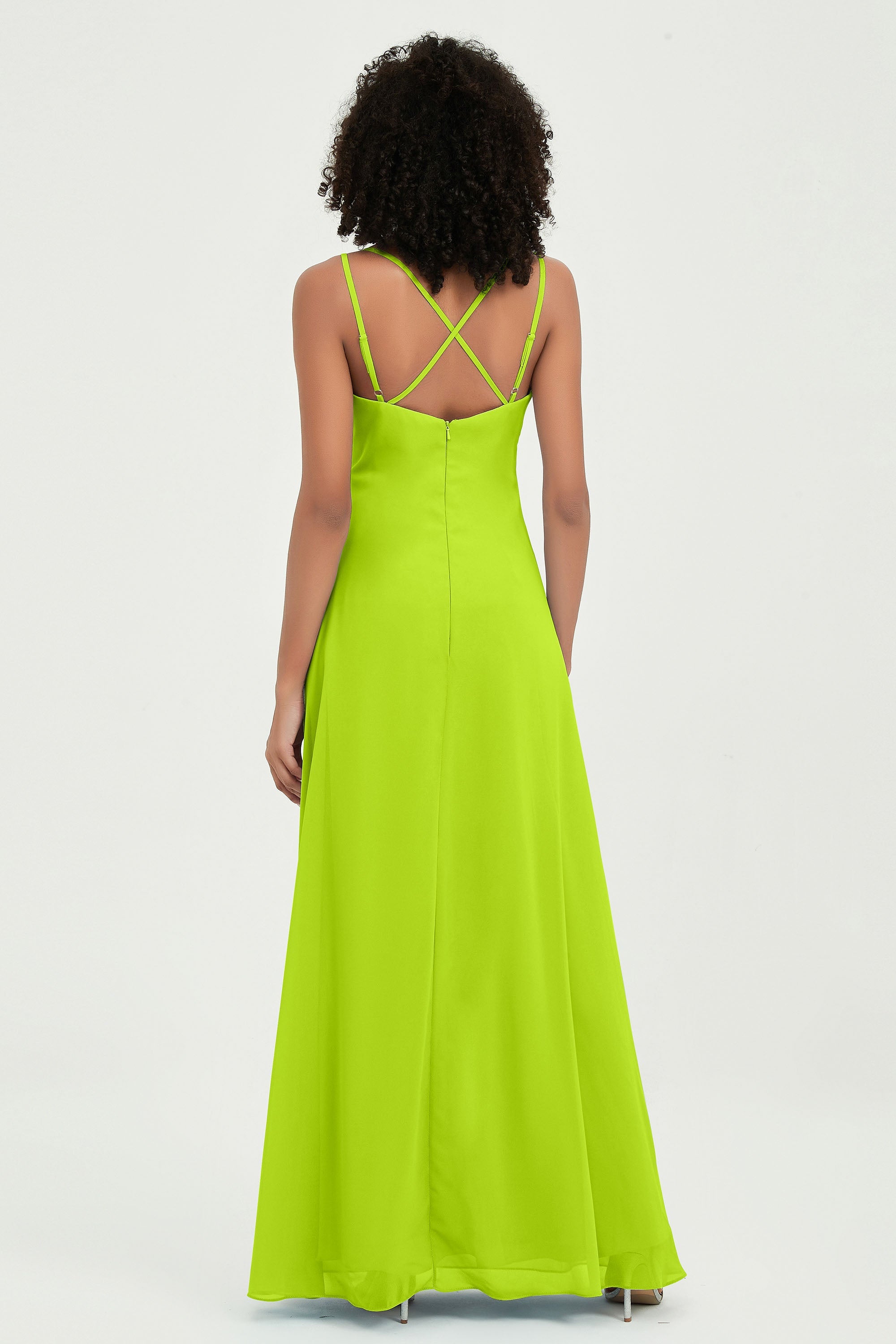 Maxi Chiffon Women's Formal Evening Dresses V Neck Bridesmaid Gowns Dress