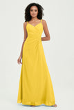 Maxi Chiffon Women's Formal Evening Dresses V Neck Bridesmaid Gowns Dress
