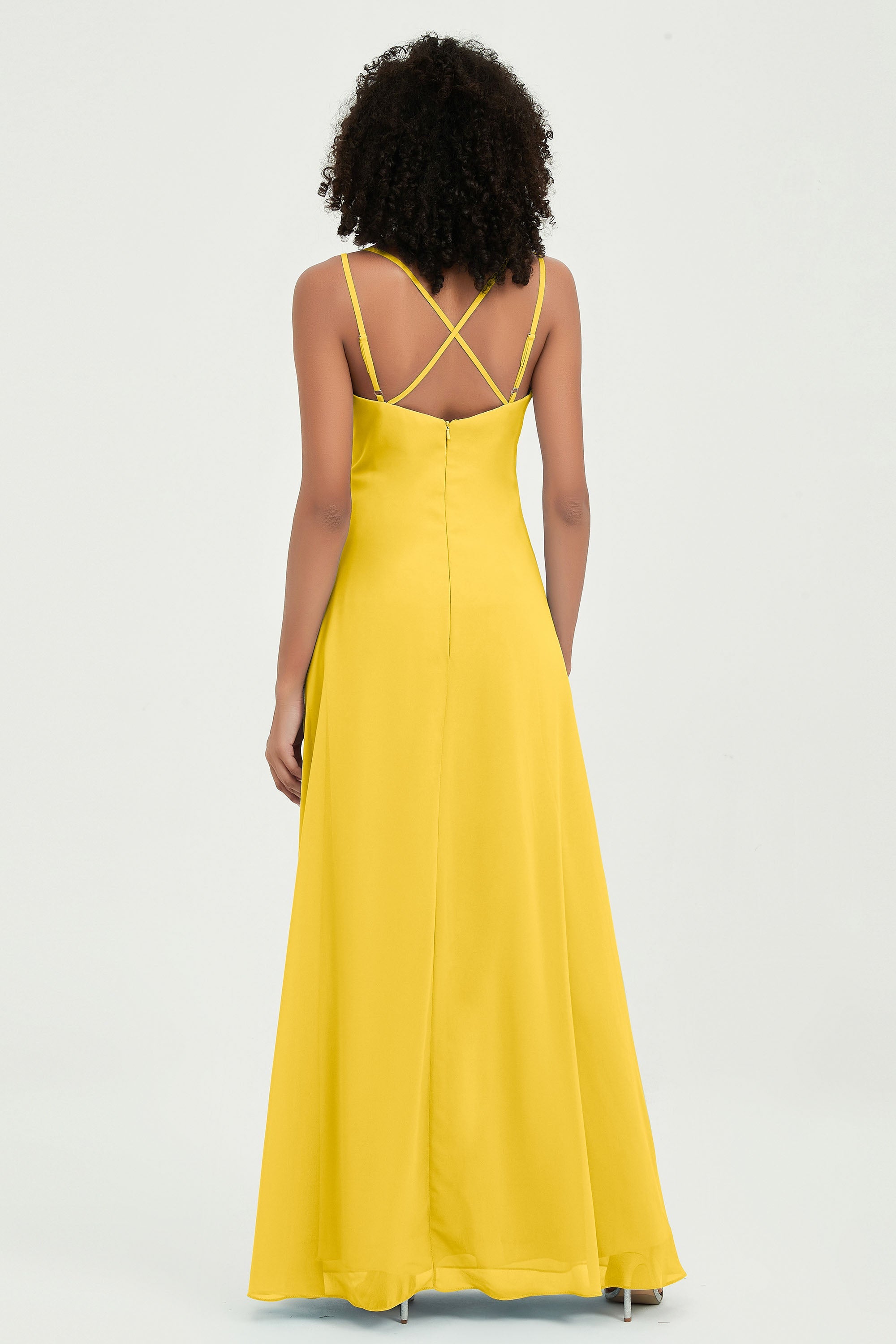 Maxi Chiffon Women's Formal Evening Dresses V Neck Bridesmaid Gowns Dress