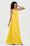 Maxi Chiffon Women's Formal Evening Dresses V Neck Bridesmaid Gowns Dress