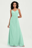 Maxi Chiffon Women's Formal Evening Dresses V Neck Bridesmaid Gowns Dress