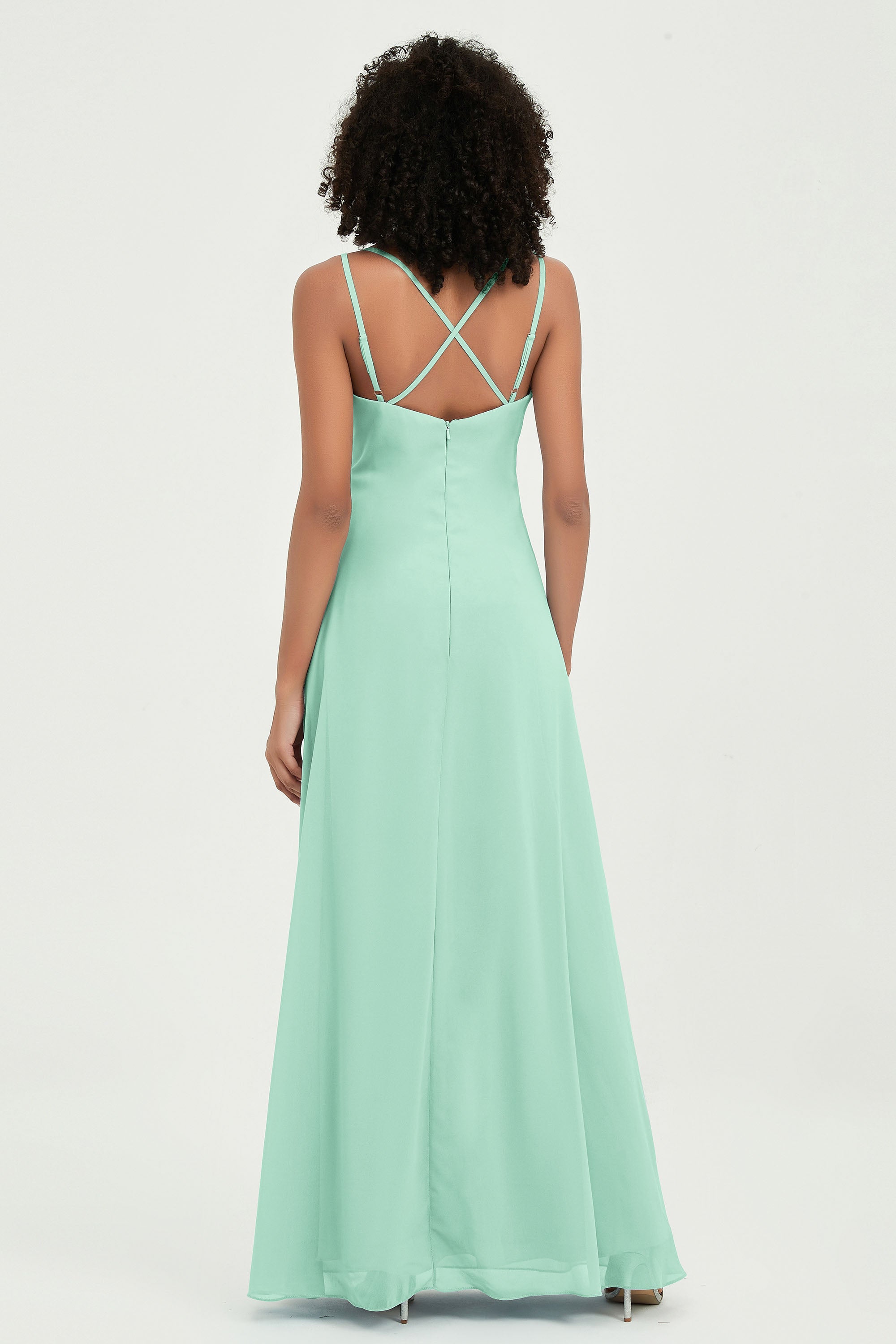 Maxi Chiffon Women's Formal Evening Dresses V Neck Bridesmaid Gowns Dress
