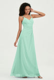 Maxi Chiffon Women's Formal Evening Dresses V Neck Bridesmaid Gowns Dress