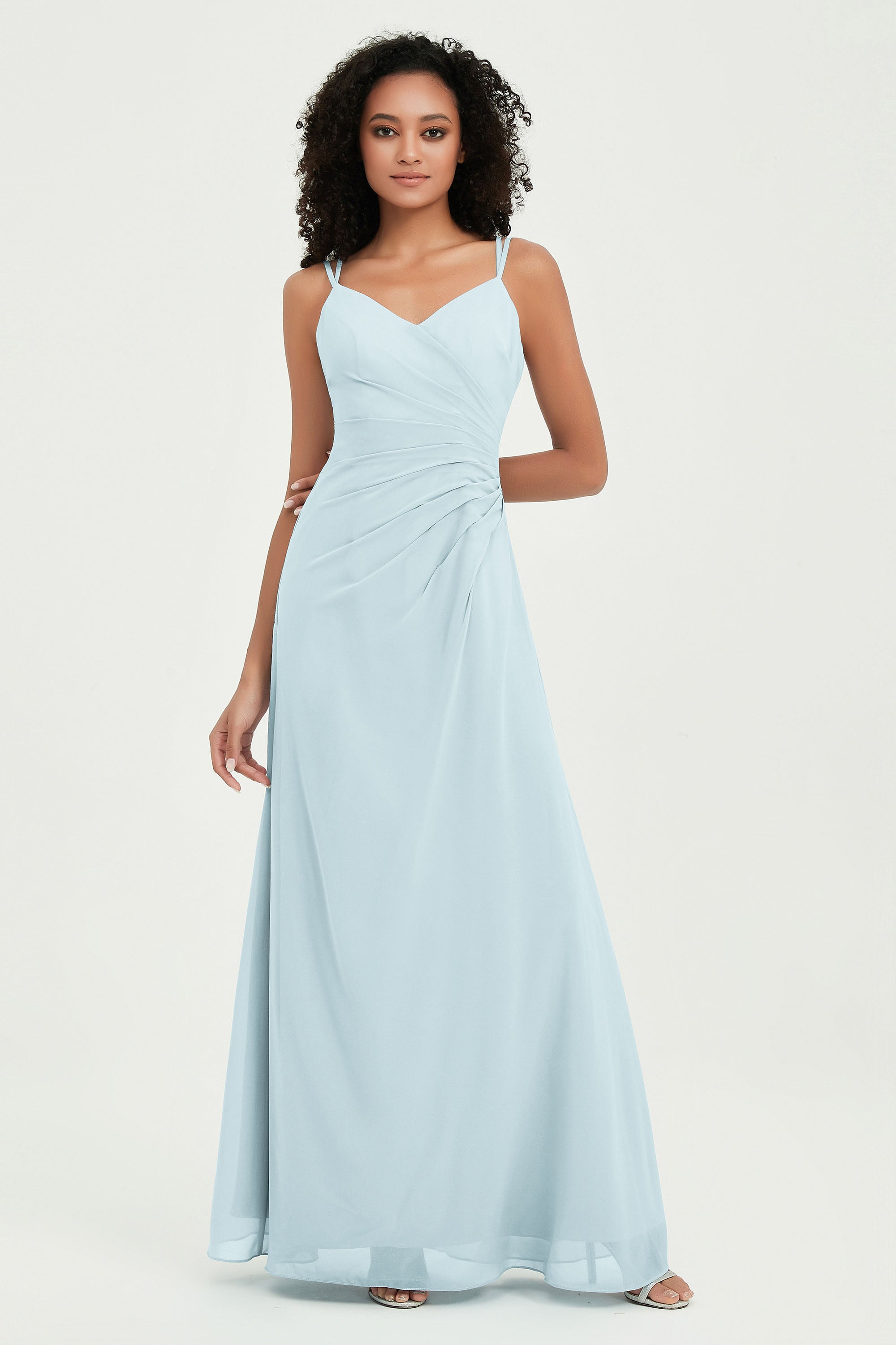 Maxi Chiffon Women's Formal Evening Dresses V Neck Bridesmaid Gowns Dress