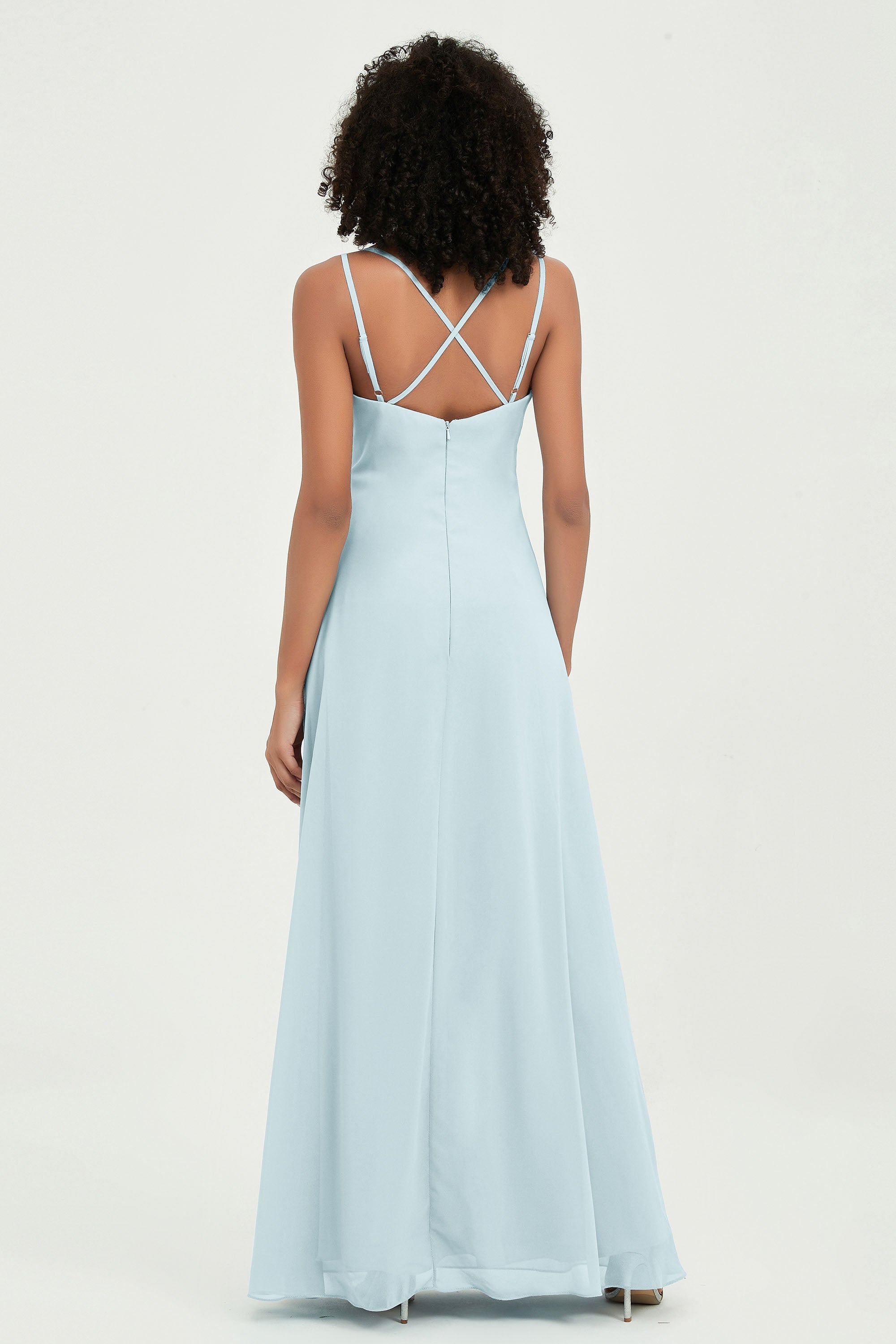 Maxi Chiffon Women's Formal Evening Dresses V Neck Bridesmaid Gowns Dress