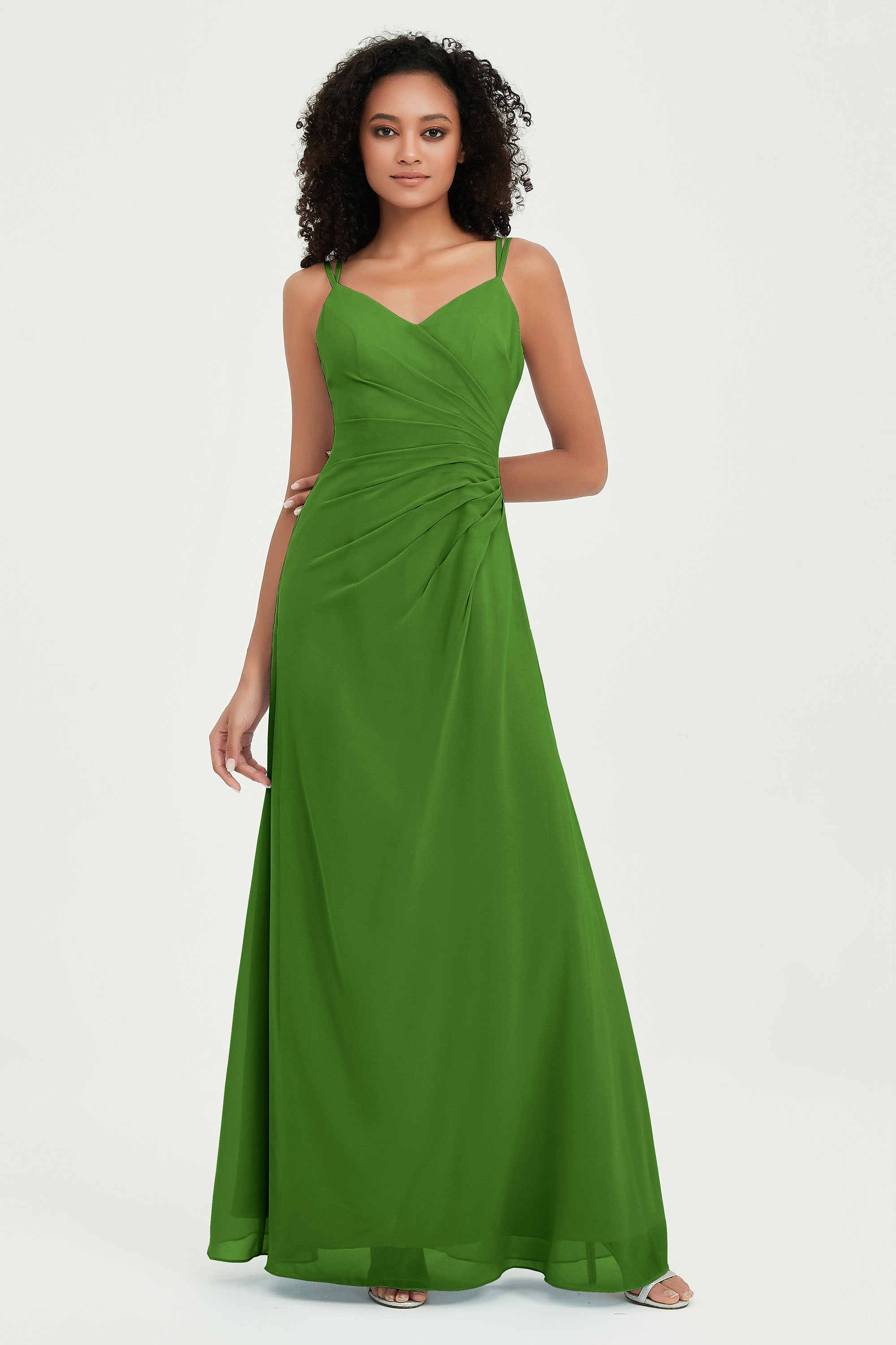 Maxi Chiffon Women's Formal Evening Dresses V Neck Bridesmaid Gowns Dress